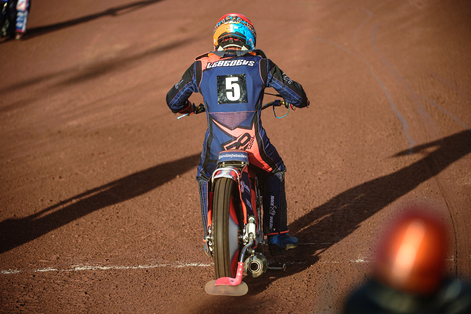 Andzejs Lebedevs (Latvia) makes a practice start during the FIM Speedway Grand Prix Challenge at the Peugeot Ashfield Stadium, Glasgow on Saturday 20th August 2022. (Credit: Ian Charles | MI News)
