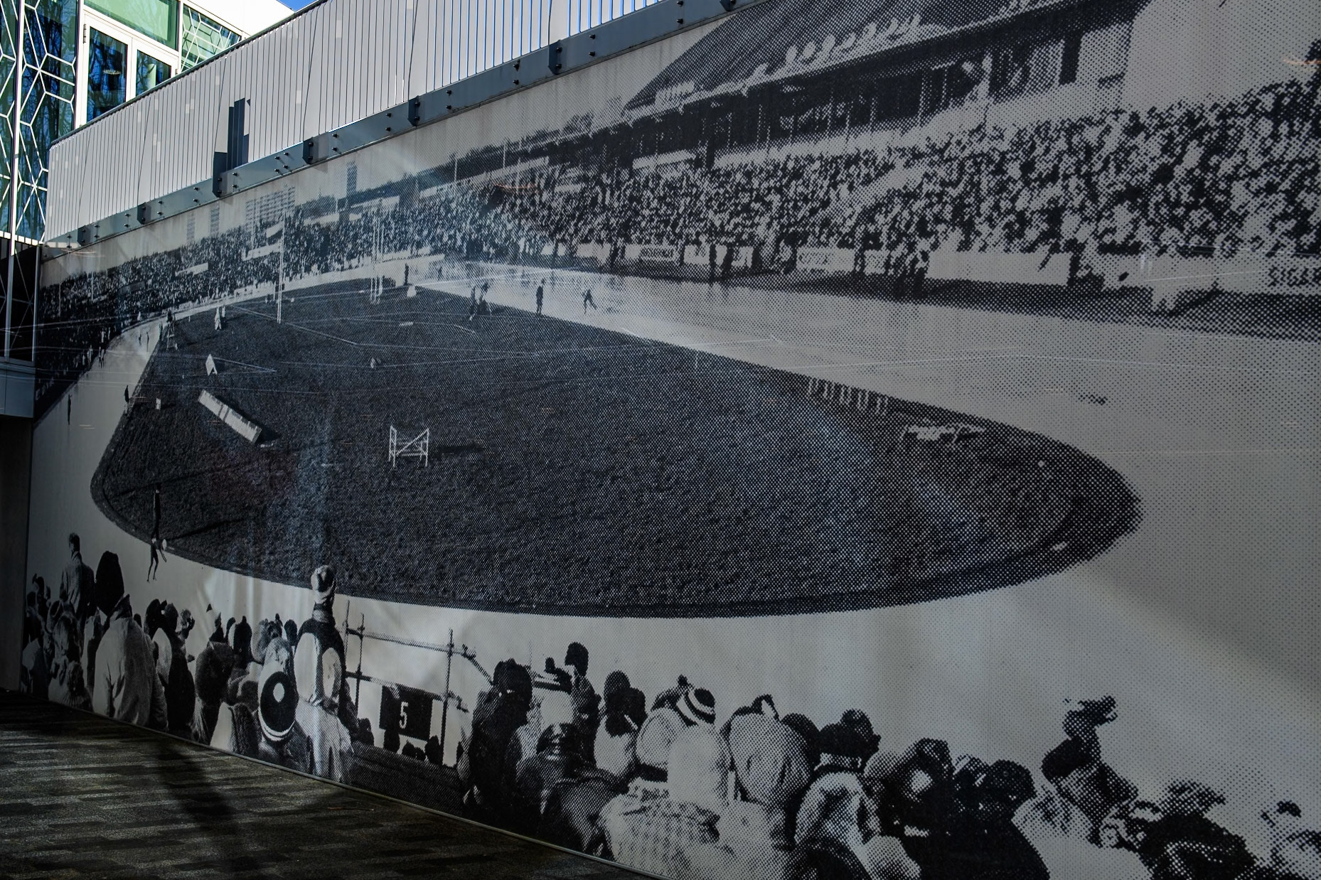A photo wall of the original stadium in 1971 during the FIM Ice Speedway Gladiators World Championship, Final 4 at the Ice Stadium, Thialf, Heerenveen on Sunday 6th April 2025. (Photo: Ian Charles | MI News)