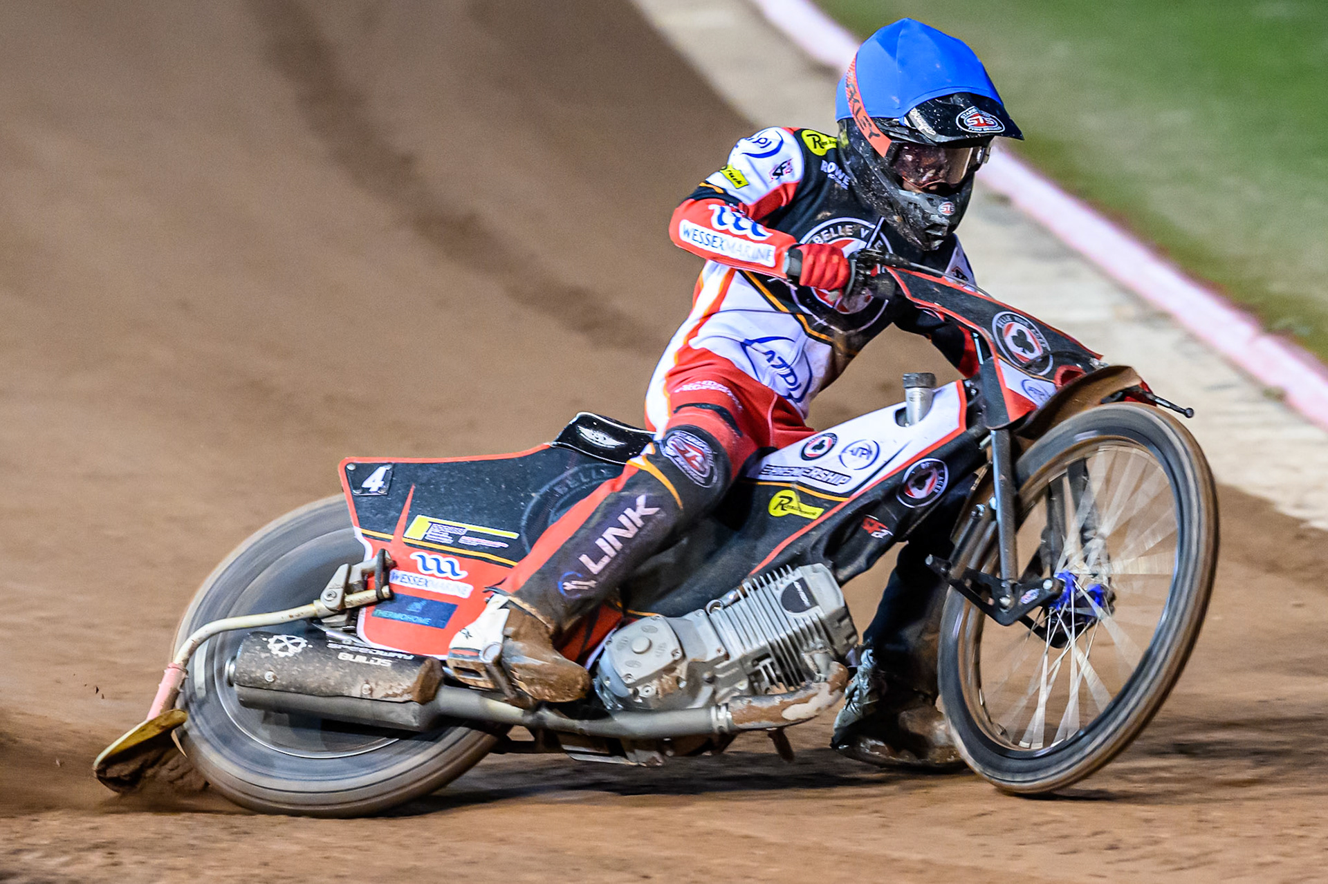 Zach Cook of Belle Vue Aces  in action during the Rowe Motor Oil Premiership Play Off Semi Final 1 (1st Leg)  between Belle Vue Aces and Ipswich Witches at the National Speedway Stadium, Manchester on Monday 8th September 2025. (Photo: Ian Charles | MI News)
