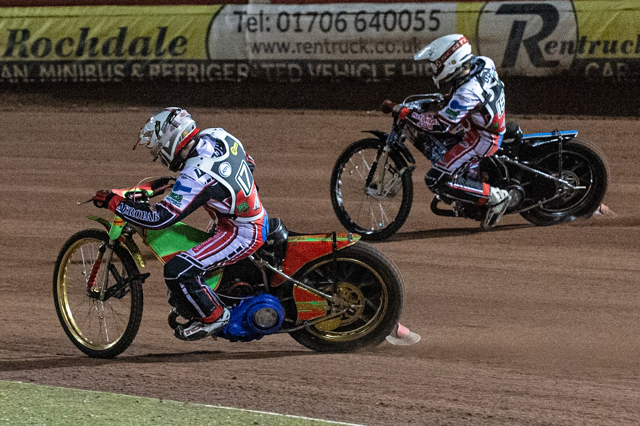 Photo: Ian CharlesThe reserves have their second outing of the night with Ben Woodhull inside Harry McGurkPeter Craven Memorial Trophy, National Speedway Stadium, Manchester Thursday  22  October  2020