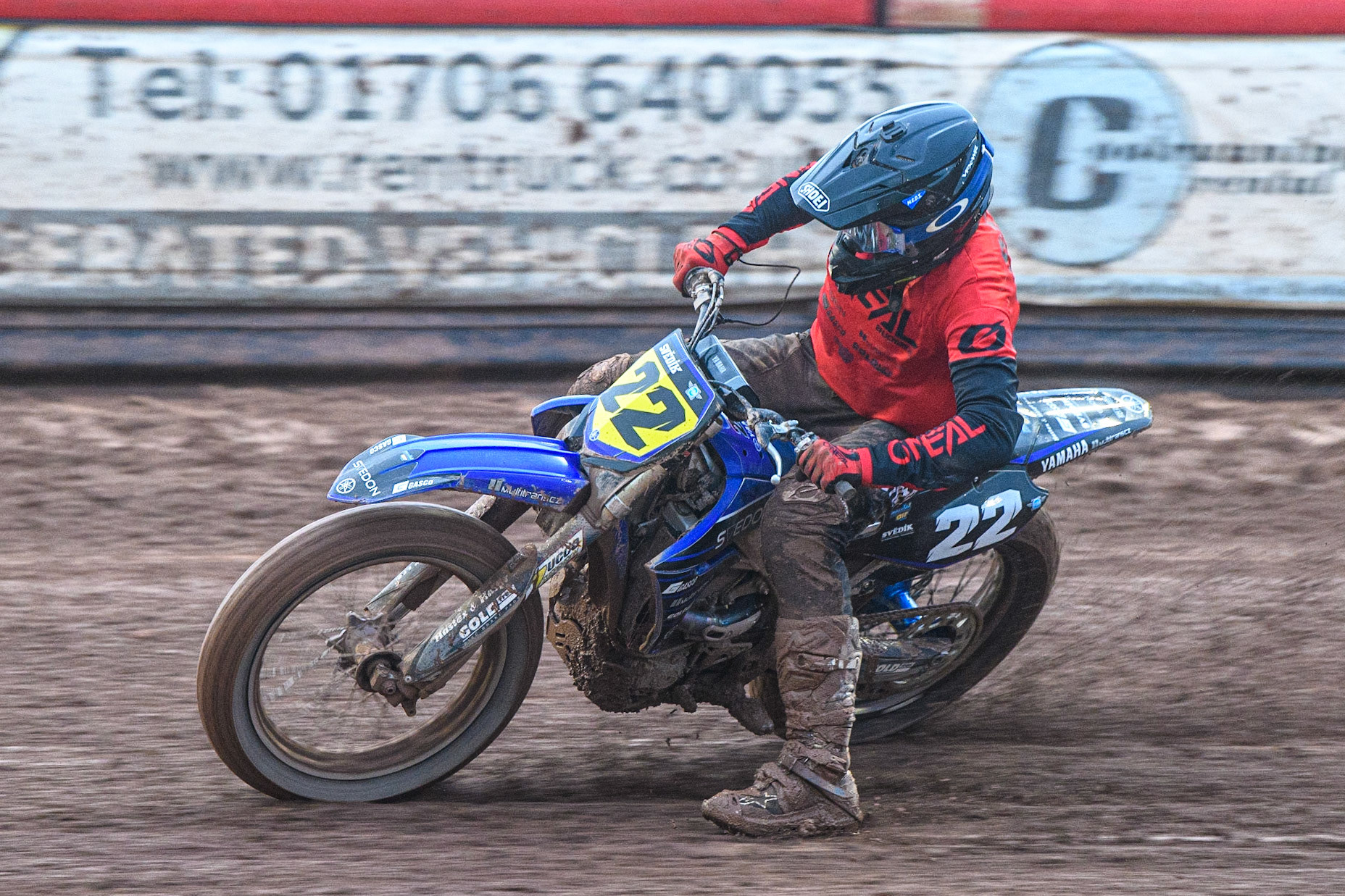 Ondřej Svědík (22) from Czech Rep. in action  during the FIM World Flat Track Championship Round 1 at the National Speedway Stadium, Manchester on Saturday 5th August 2023. (Photo: Ian Charles | MI News)