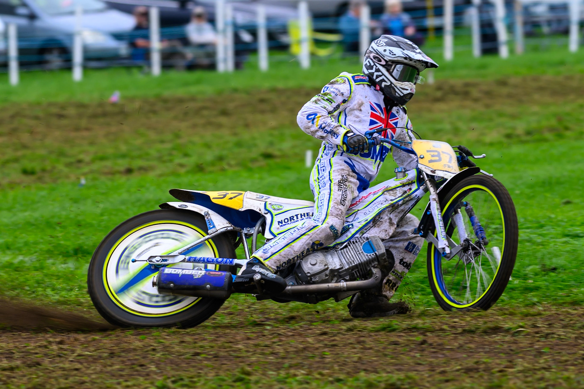 Chris Harris (37) during practice for  the British Masters Grasstrack Championship at Lower Marsh Farm, Much Hoole, Preston in Lancashire, England on Sunday 13th September 2026. (Photo: Ian Charles | MI News)