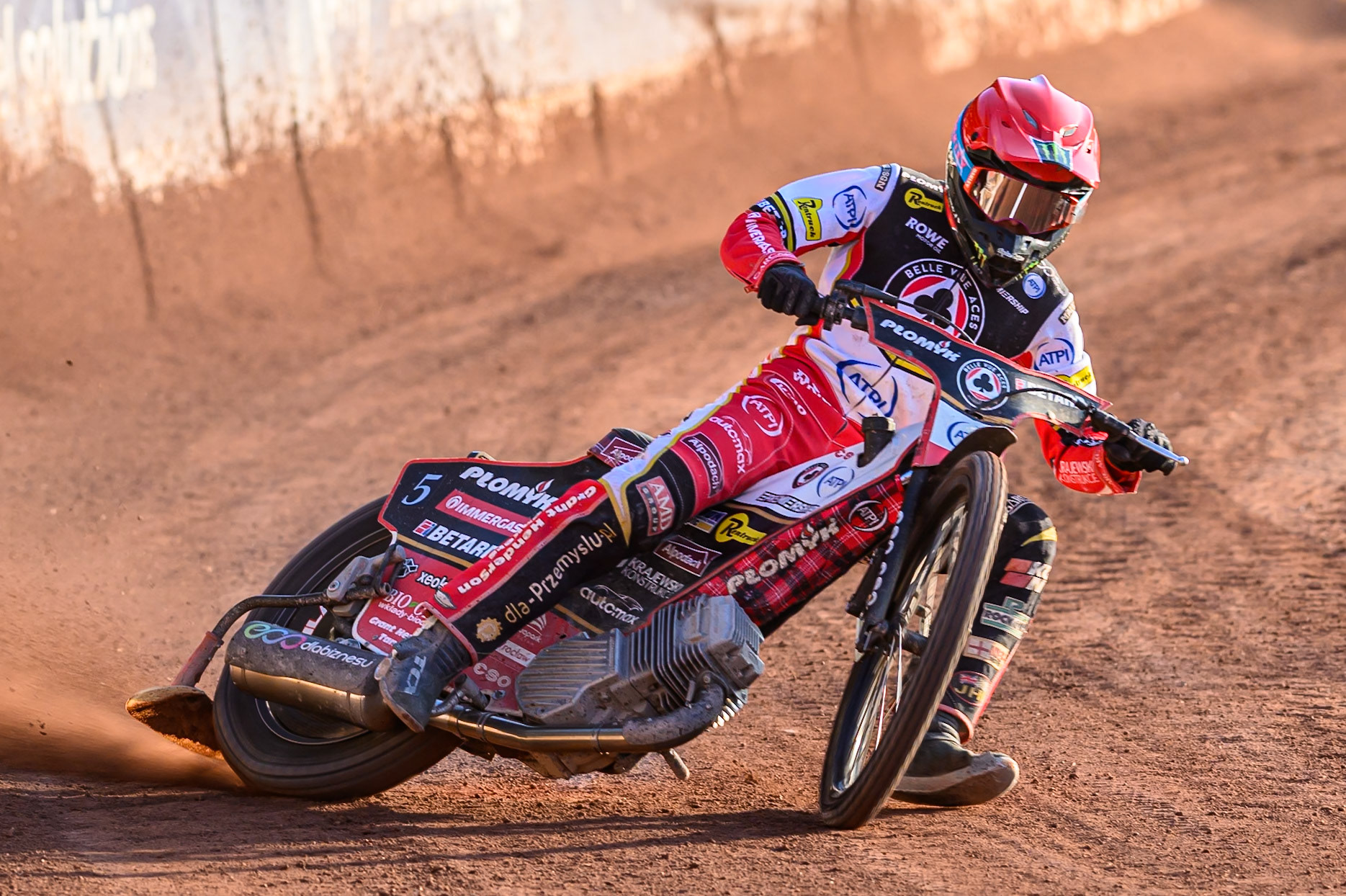 Belle Vue Aces' Dan Bewley in action during the Rowe Motor Oil Premiership match between Belle Vue Aces and Leicester Lions at the National Speedway Stadium, Manchester on Monday 14th July 2025. (Photo: Ian Charles | MI News)