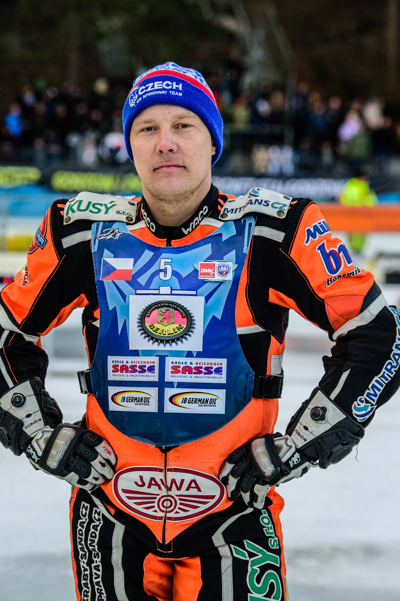 Lukas Hutla during the German Individual Ice Speedway Championship at Horst-Dohm-Eisstadion, Berlin on Friday 3rd March 2023. (Photo: Ian Charles | MI News)