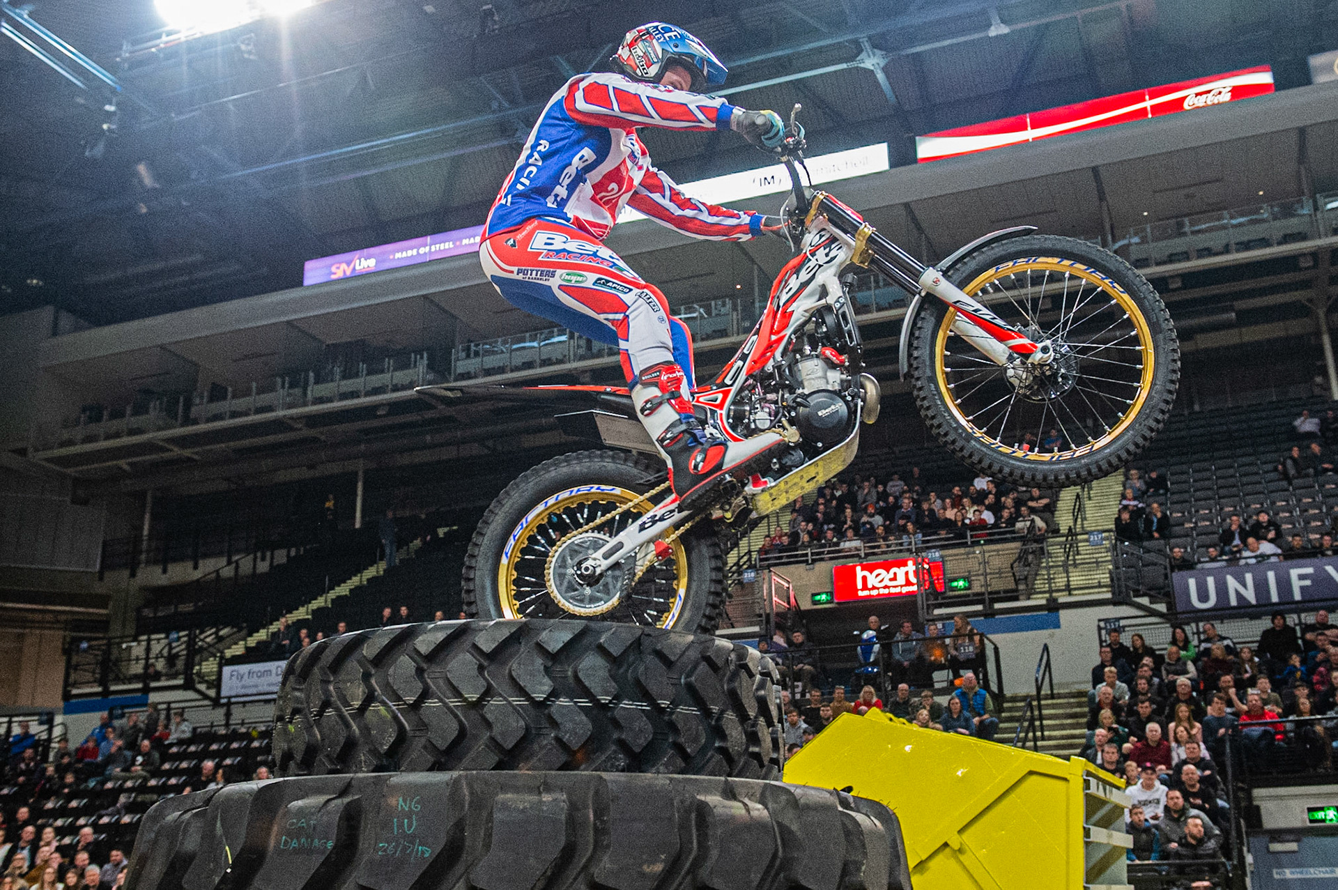 SHEFFIELD, ENGLAND  - DECEMBER 28TH  Jamie Busto, Spain (Vertigo) on the Michelin Tyres Section 5  during the 25th Anniversary Sheffield Indoor Trial at the FlyDSA Arena, Sheffield on Saturday 28th December 2019. (Credit: Ian Charles | MI News)