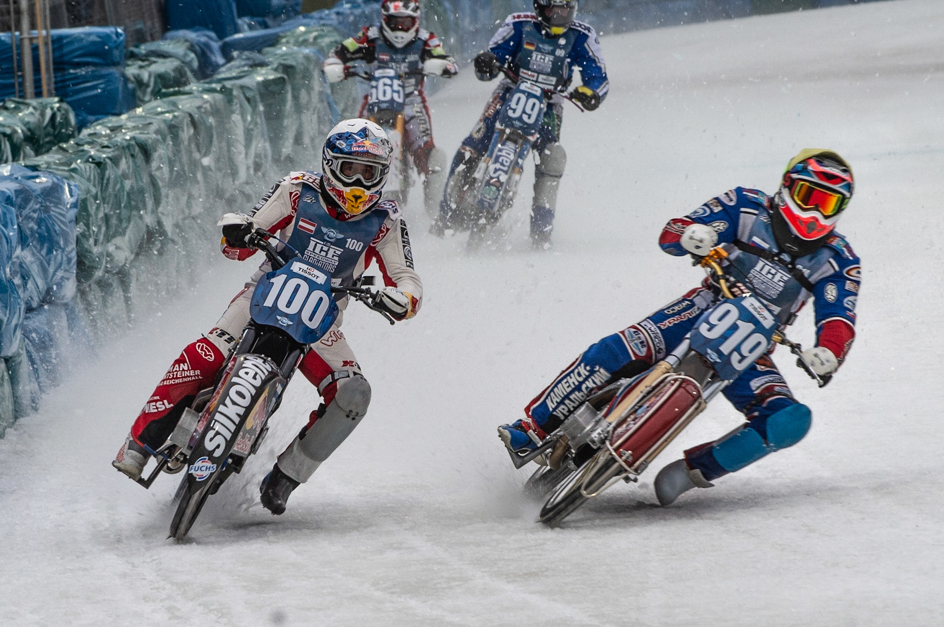 Photo: Ian Charles

Dmitri Khomitsevich (919) passes Franky Zorn (100) on the inside

FIM Ice Speedway Gladiators World Championship, Final 3.1, Horst-Dohm Eisstadion, Berlin, Germany Saturday  2  March  2019
