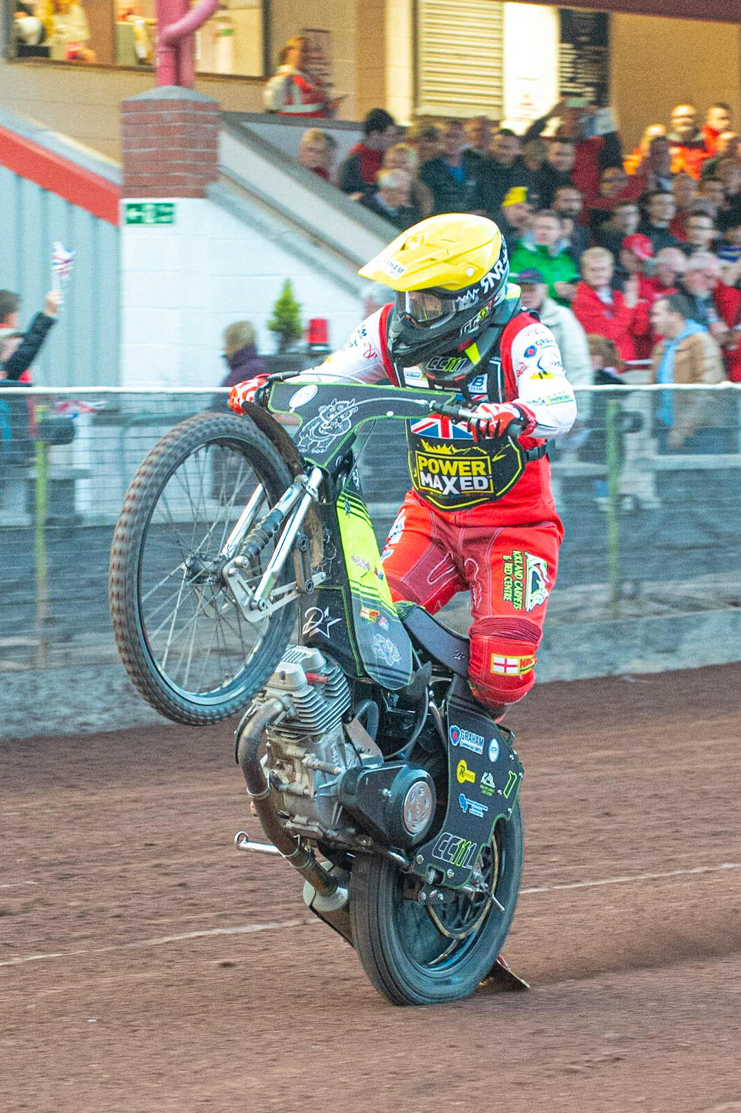 Photo by Ian Charles:

Craig Cook Celebrates with a wheelie 

FIM Speedway Grand Prix World Championship - Qualifying Round 1, Peugeot Ashfield Stadium, Glasgow, 8 June 2019
