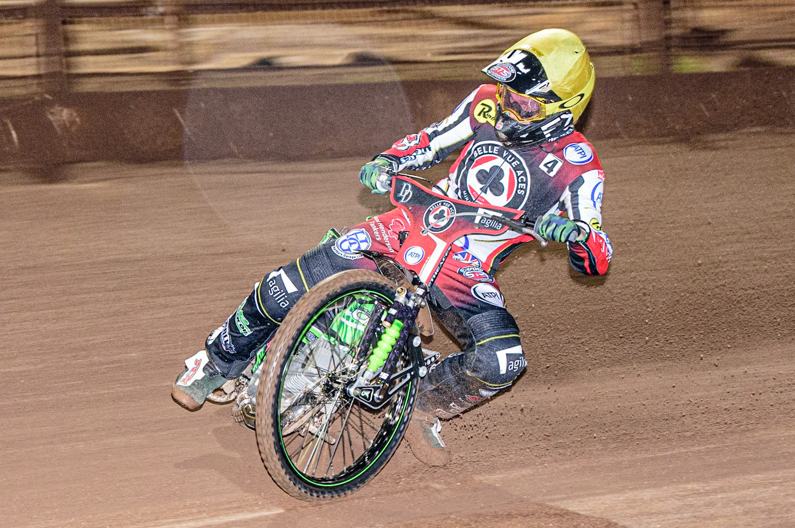 Charles Wright  of Belle Vue ‘ATPI’ Aces  in action  during the Sheffield Tigers vs Belle Vue Aces meeting in the SGP Premiership at Owlerton Stadium, Sheffield on Thursday 23rd March 2023. (Photo: Ian Charles | MI News)