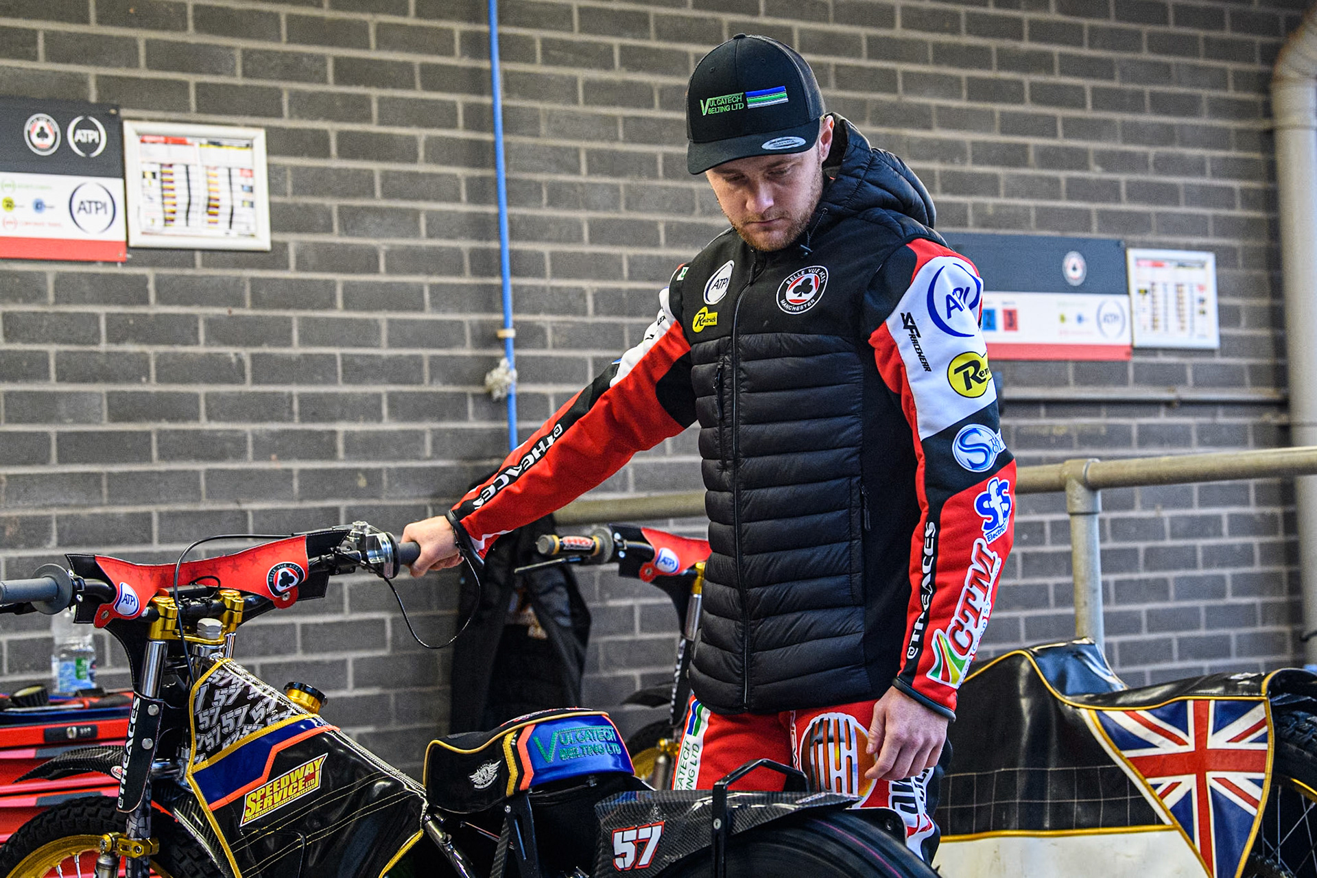 Belle Vue Aces' Connor Mountain warms up his bike during the Rowe Motor Oil Premiership match between Belle Vue Aces and Ipswich Witches at the National Speedway Stadium, Manchester on Monday 22nd April 2024. (Photo: Ian Charles | MI News)