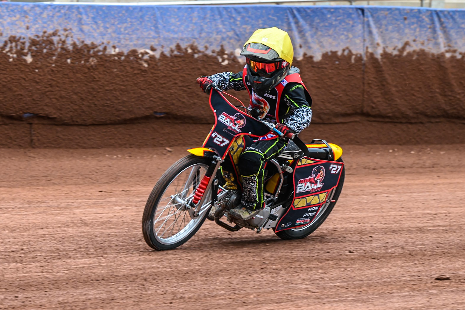 Support Class Rider  Reggie Ball (27) in action during the British Youth Championship (125cc) Round 2A, at the National Speedway Stadium, Manchester on Sunday 1st June 2025. (Photo: Ian Charles | MI News)