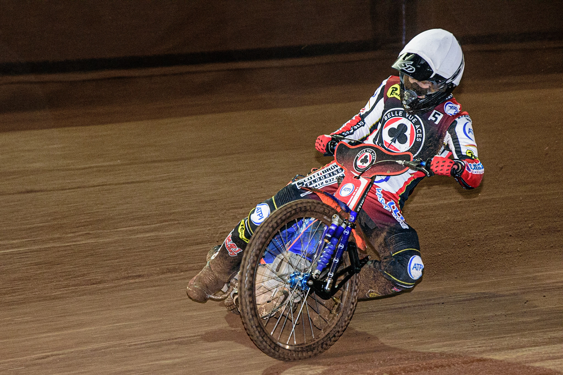 Brady Kurtz  in action for Belle Vue ‘ATPI’ Aces  during the Sheffield Tigers vs Belle Vue Aces meeting in the SGP Premiership at Owlerton Stadium, Sheffield on Thursday 23rd March 2023. (Photo: Ian Charles | MI News)