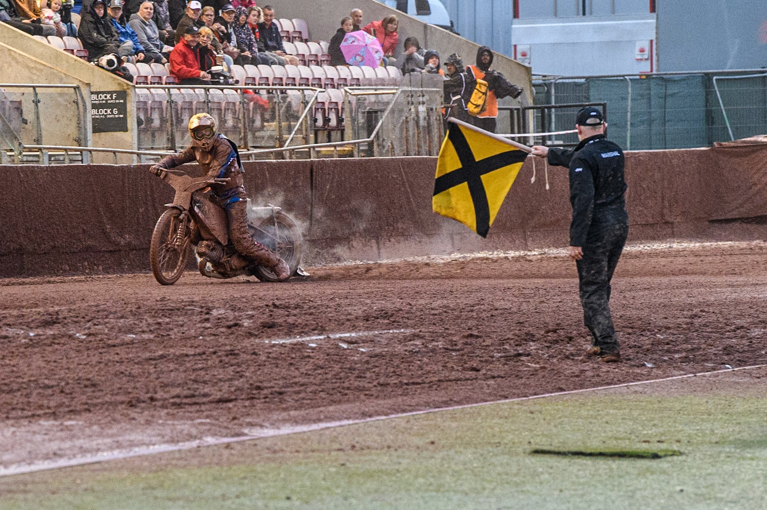 Jan Kvech of The Czech Republic tries to catch up on the last lap after his fall during the Monster Energy FIM Speedway of Nation Semi Final 2 at the National Speedway Stadium, Manchester on Wednesday 10th July 2024. (Photo: Ian Charles | MI News)