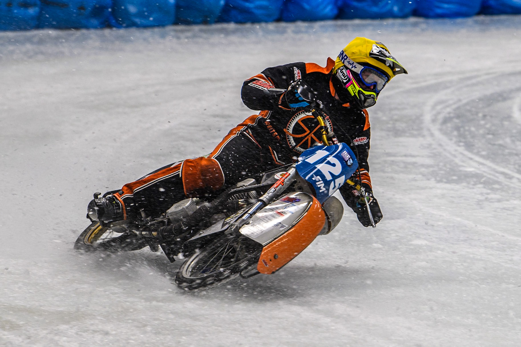 Sebastian Reitsma (125) of The Netherlands in action during the Ice Speedway Gladiators World Championship Final 2 at Max-Aicher-Arena, Inzell on Sunday 16th March 2025. (Photo: Ian Charles | MI News)