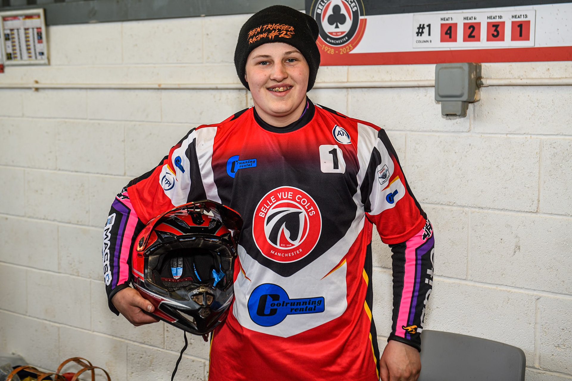 Belle Vue Colts' Guest Rider Ben Trigger during the WSRA  National Development League match between Belle Vue Colts and Leicester Lion Cubs at the National Speedway Stadium, Manchester on Friday 29th March 2024. (Photo: Ian Charles | MI News)