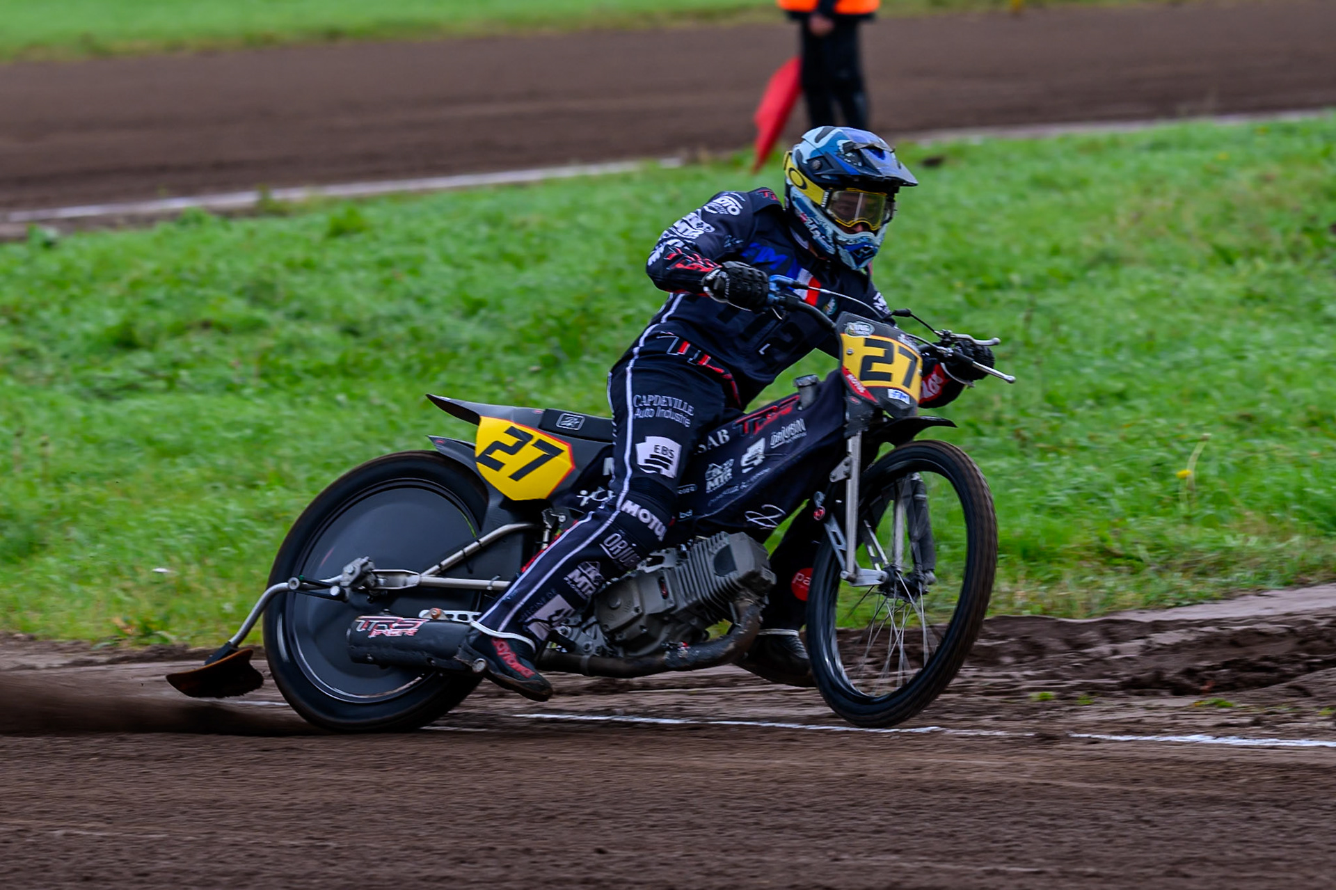Mathias Trésarrieu (27) of France practices during the FIM Long Track World Championship Final 4, at the Speed Centre Roden, Netherlands on Sunday 21st September 2025. (Photo: Ian Charles | MI News)