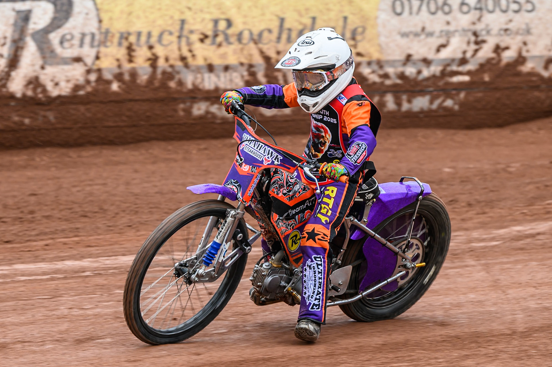 Support Class rider Seb Kelly (11) in action during the British Youth Championship (125cc) Round 2A, at the National Speedway Stadium, Manchester on Sunday 1st June 2025. (Photo: Ian Charles | MI News)