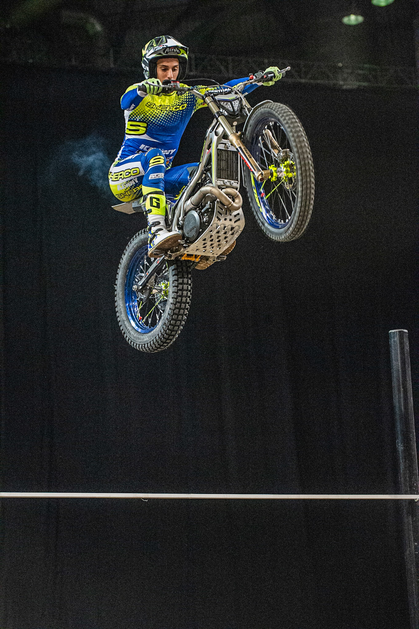 SHEFFIELD, ENGLAND  - DECEMBER 28TH  Jeroni Fajardo, Spain (Sherco) on the High Jump  during the 25th Anniversary Sheffield Indoor Trial at the FlyDSA Arena, Sheffield on Saturday 28th December 2019. (Credit: Ian Charles | MI News)