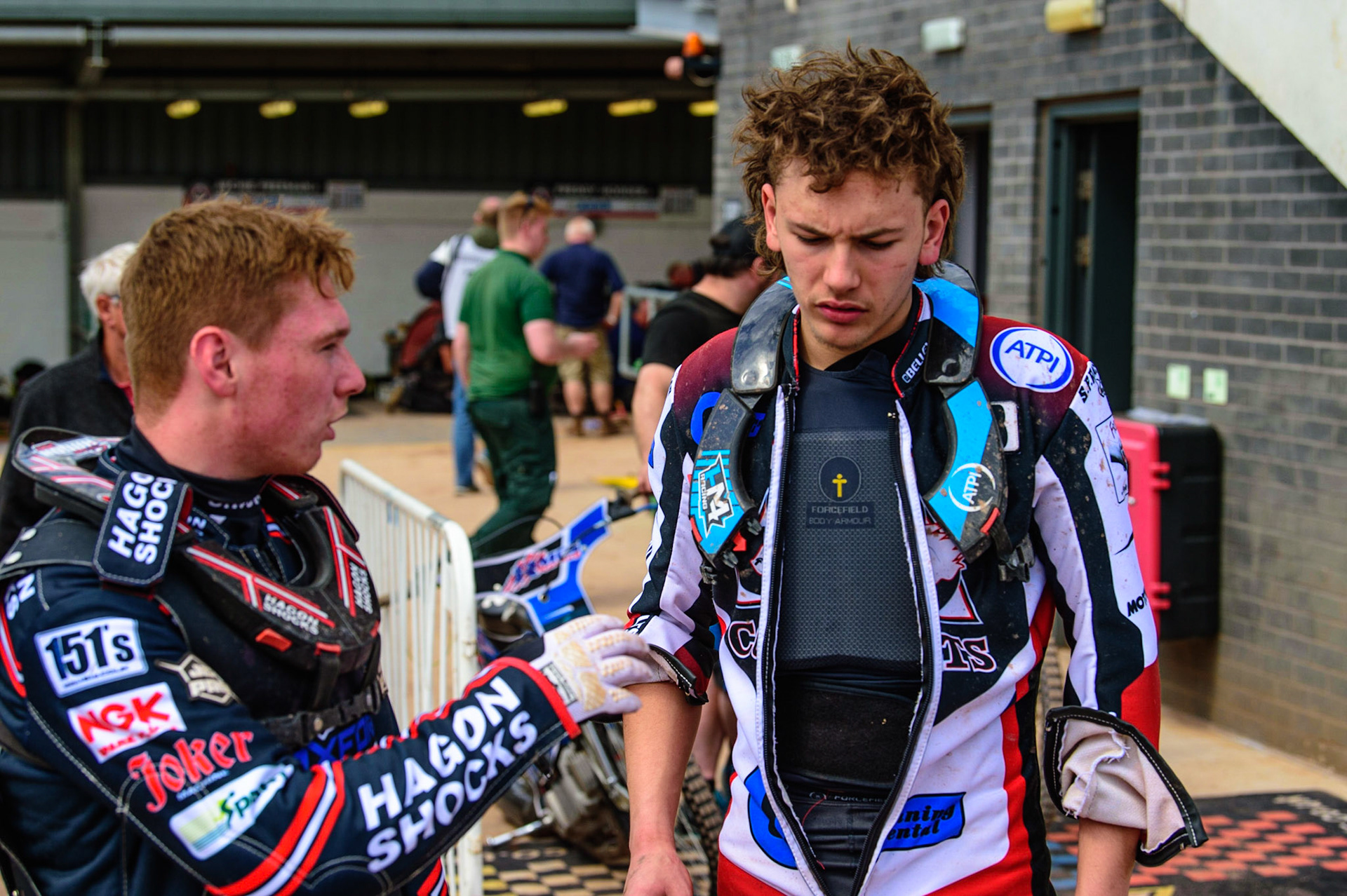 MANCHESTER, UK.  JUN 3RD  Sam Hagon  (left) with Harry McGurk  during the National Development League match between Belle Vue Colts and Oxford Chargers at the National Speedway Stadium, Manchester on Friday 3rd June 2022. (Credit: Ian Charles | MI News)