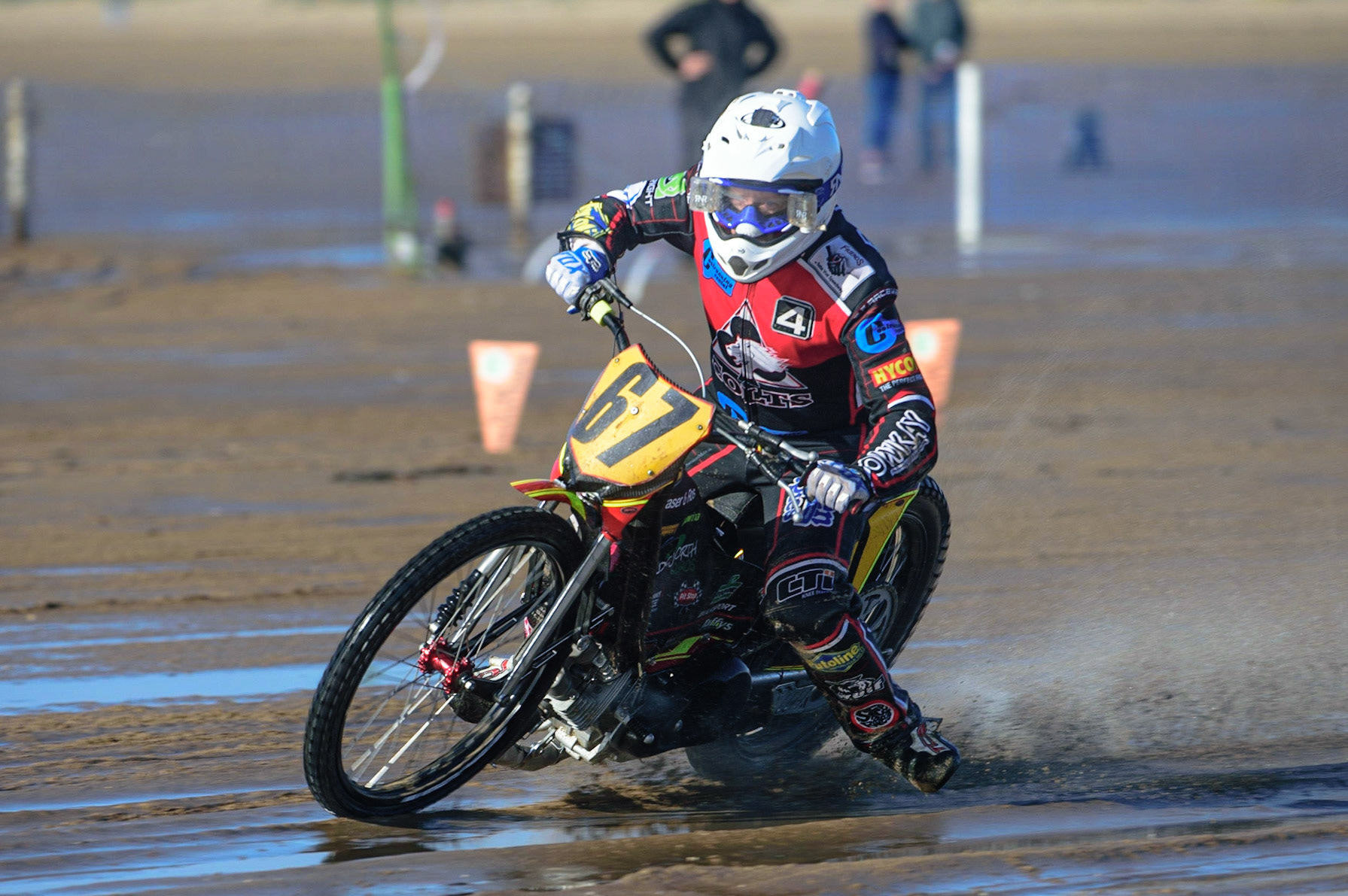 Despite losing his steel show, Paul Bowen (67) led the heat until the final turn the Fylde ACU British Sand Racing Masters Championship on  Sunday 2nd October 2022. (Credit: Ian Charles | MI News)