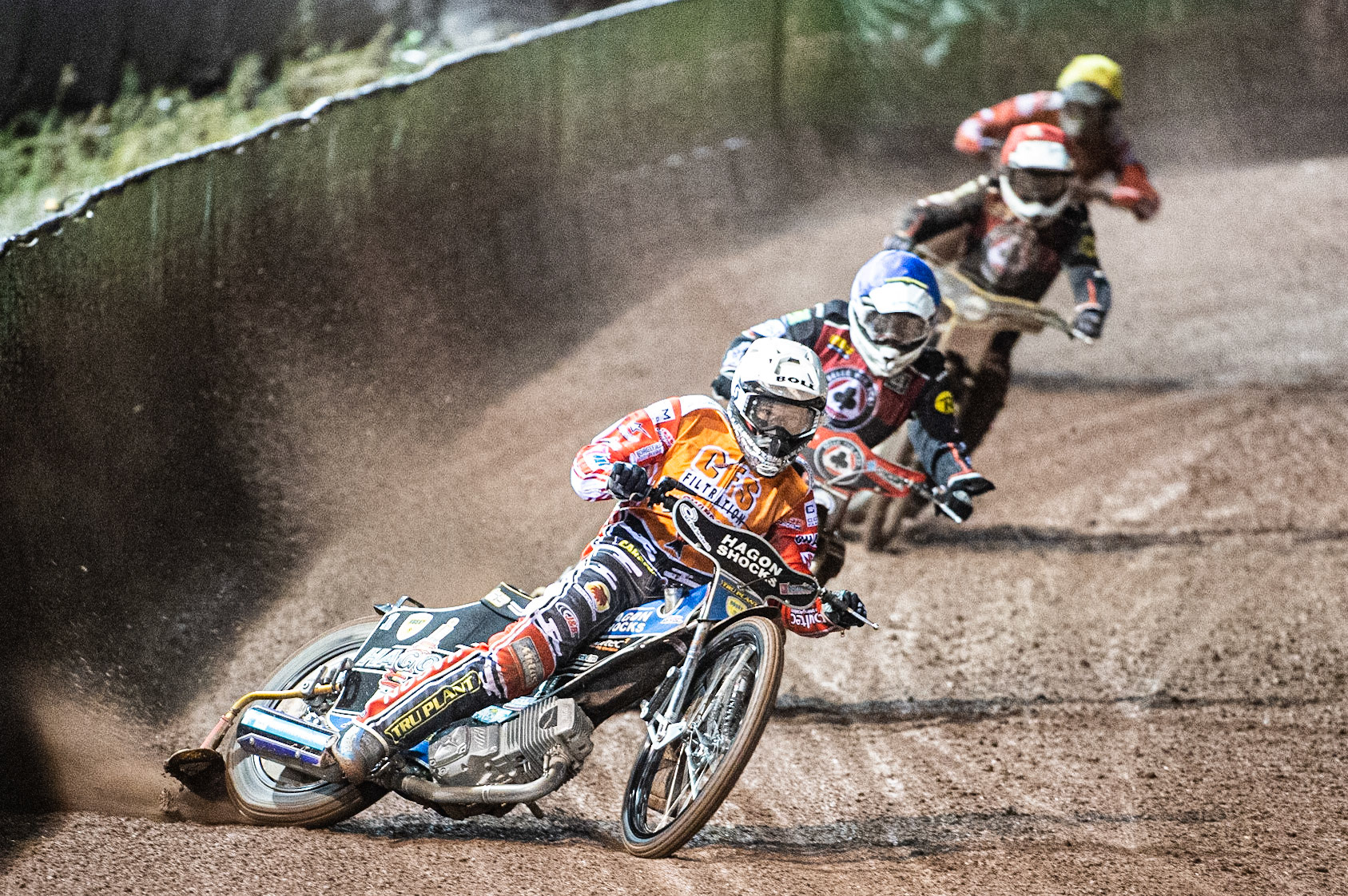 Photo by Ian Charles:

Jason Doyle  (White) leads Jaimon Lidsey  (Blue) Max Fricke  (Red) and Adam Ellis  (Yellow)

Belle Vue Aces v Swindon Robins, Supporters Cup Final 1st Leg, National Speedway Stadium, Manchester, Thursday, 12, September, 2019