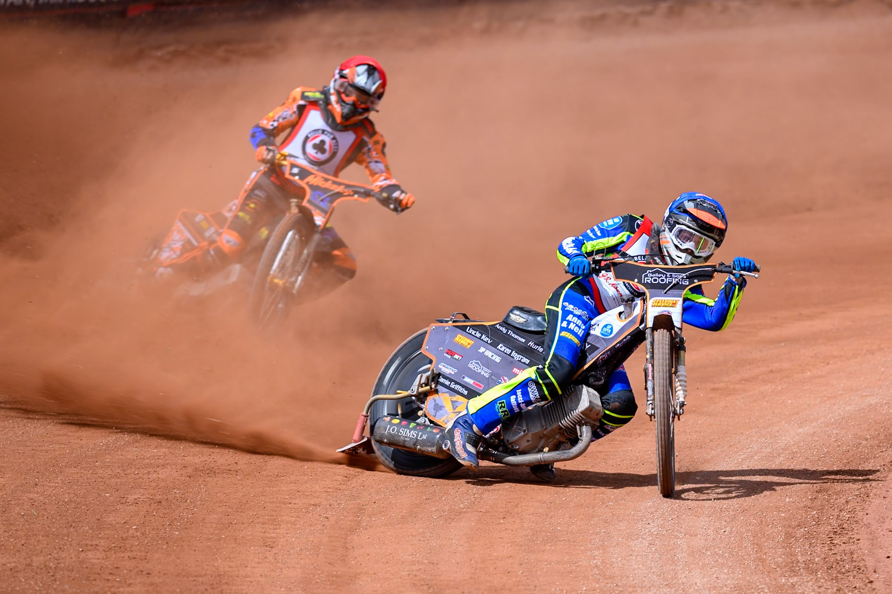 JR ASHWORTH &amp; SONS COLTS ACADEMY INDIVIDUALRyan Ingram in Blue leading Mickie Simpson  in Red during the JR Ashworth &amp; Sons Colts Individual at the National Speedway Stadium, Manchester on Sunday 10th May 2026. (Photo: Ian Charles | MI News)