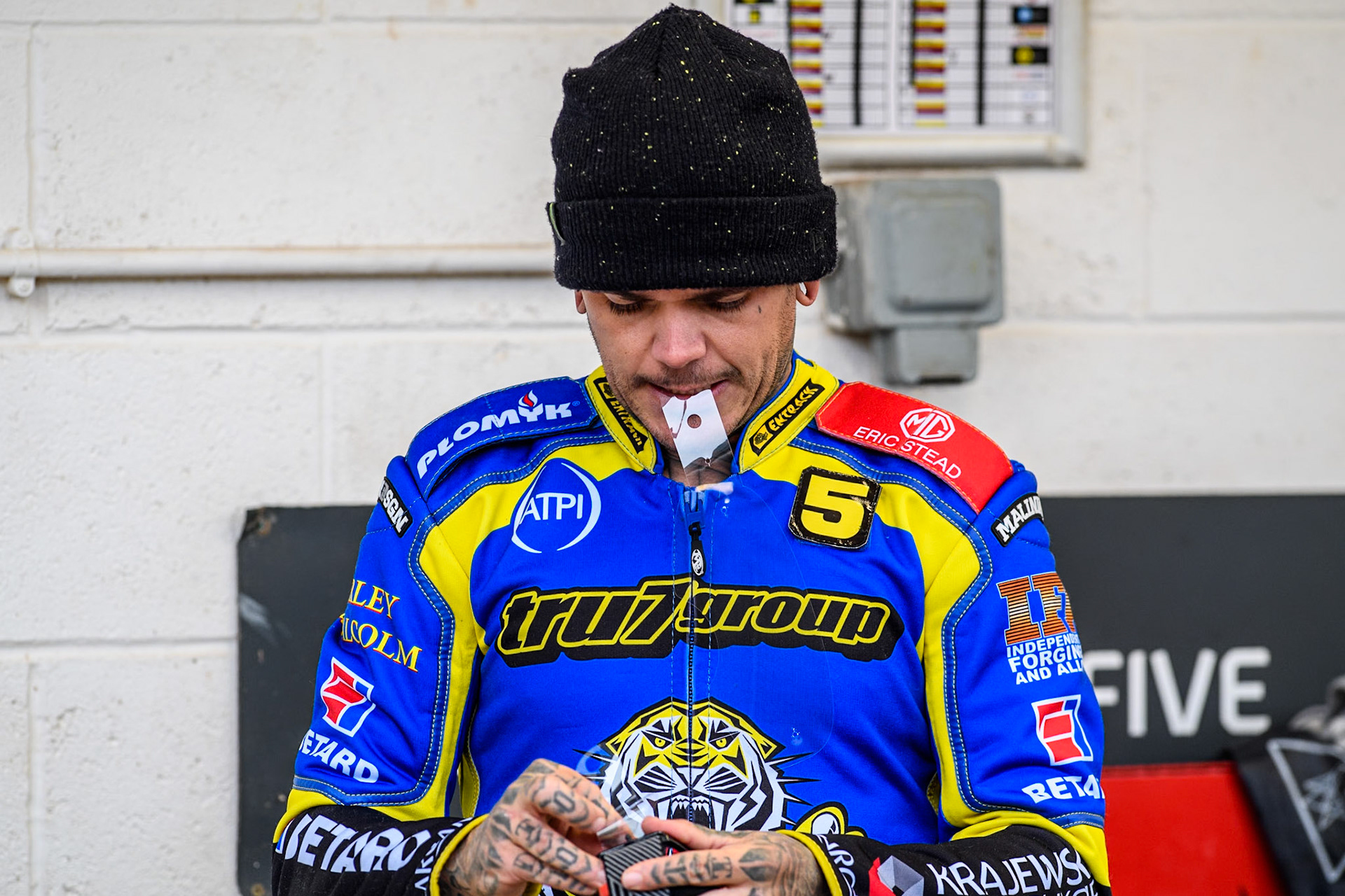 Sheffield Tigers' Tai Woffinden during the Rowe Motor Oil Premiership KO Cup Quarter Final 1st Leg between Belle Vue Aces and Sheffield Tigers at the National Speedway Stadium, Manchester on Monday 1st April 2024. (Photo: Ian Charles | MI News)