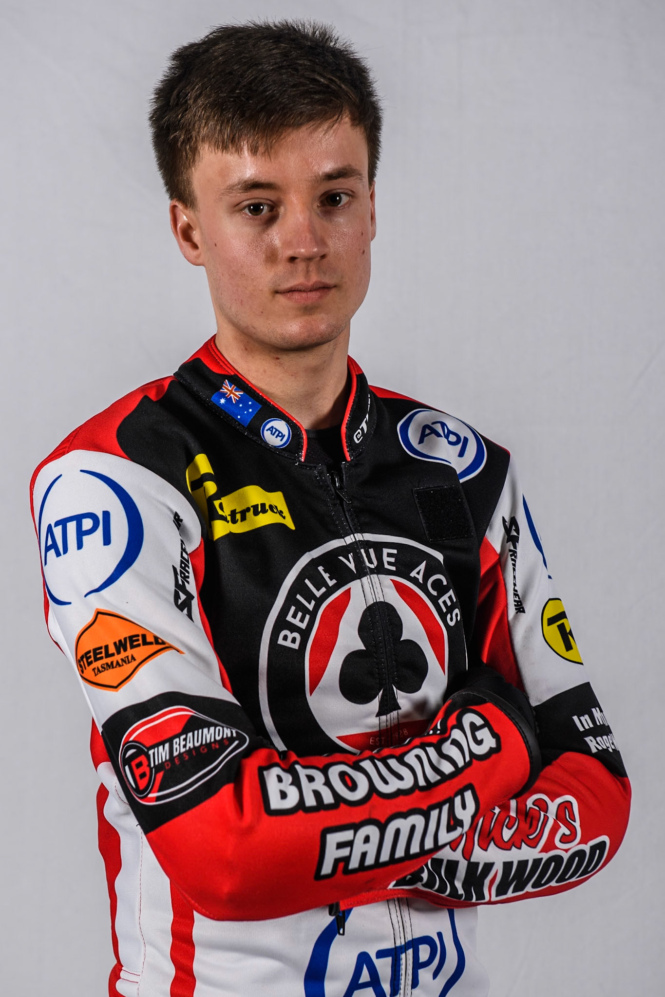 Belle Vue Aces' rider Connor Bailey during the Belle Vue Aces Media Day at the National Speedway Stadium, Manchester on Monday 11th March 2024. (Photo: Ian Charles | MI News)