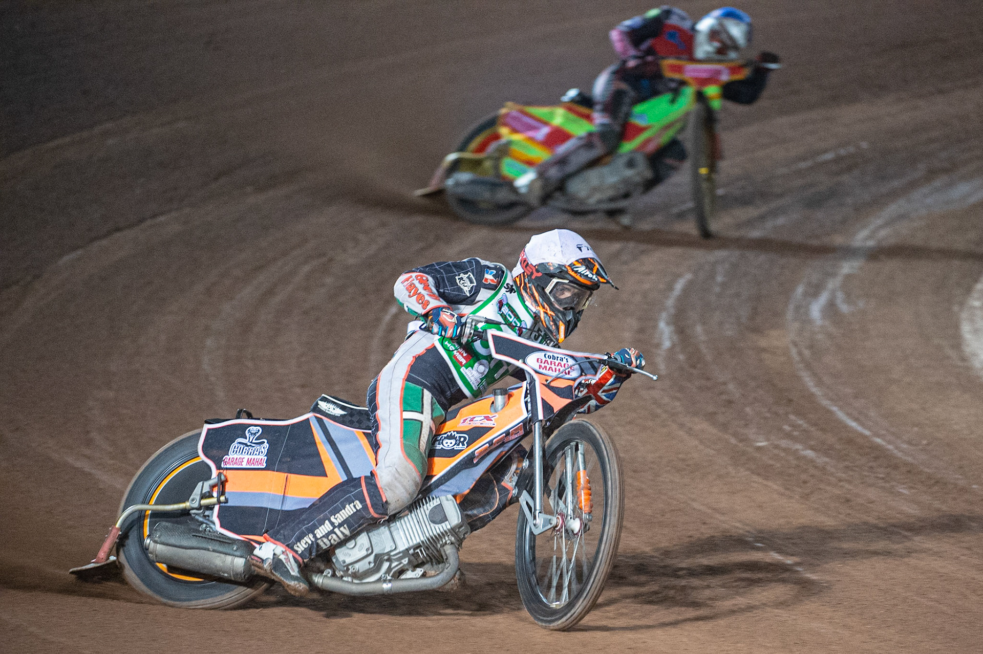 Photo: Ian Charles

Connor Coles  (White) leads Ben Woodhull  (Blue)

Belle Vue Colts v Cradley Heathens, SGB National League KO Cup Semi Final 2nd Leg, Belle Vue National Speedway Stadium, Manchester, Wednesday 18  September  2019