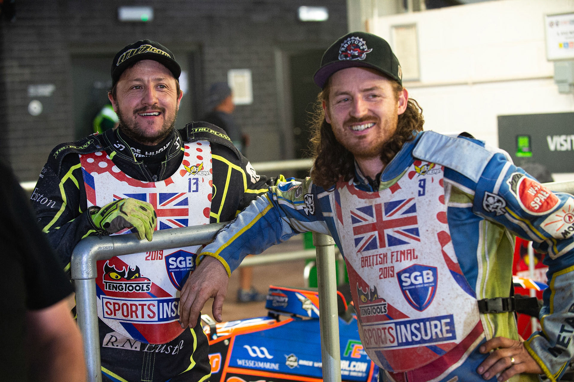 Photo: Ian Charles

Chris Harris (left) and Richard Lawson watch the BT Screens

Sports Insure British Final,  Belle Vue National Speedway Stadium, Manchester Monday 29  July  2019