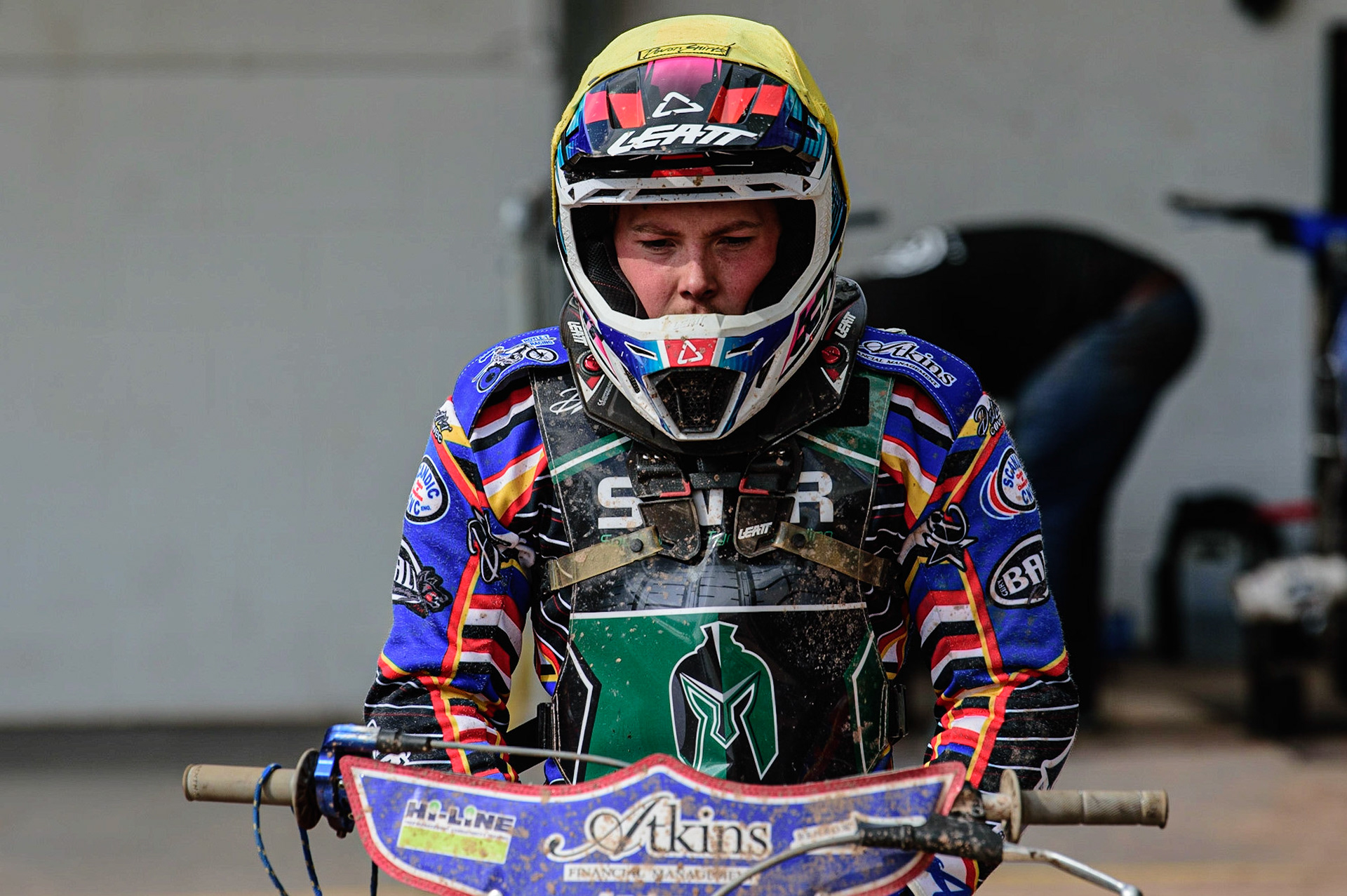 MANCHESTER, UK. APR 15TH  Henry Atkins  waits for his next heat  during the National Development League match between Belle Vue Colts and Plymouth Centurions at the National Speedway Stadium, Manchester on Friday 15th April 2022. (Credit: Ian Charles | MI News)