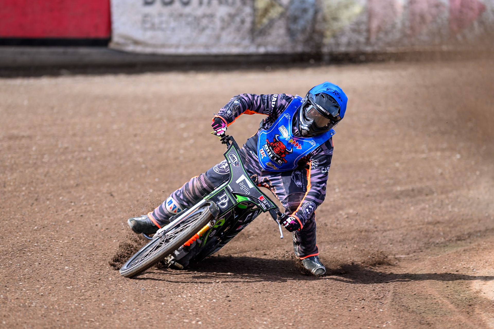 Jack Roberts of Buxton Bulls gets out of shape on the third and fourth turns during the WSRA National Development League match between Buxton Bulls and King's Lynn Young Stars at Hi-Edge Speedway, Buxton on Sunday 9th August 2026. (Photo: Ian Charles | MI News)