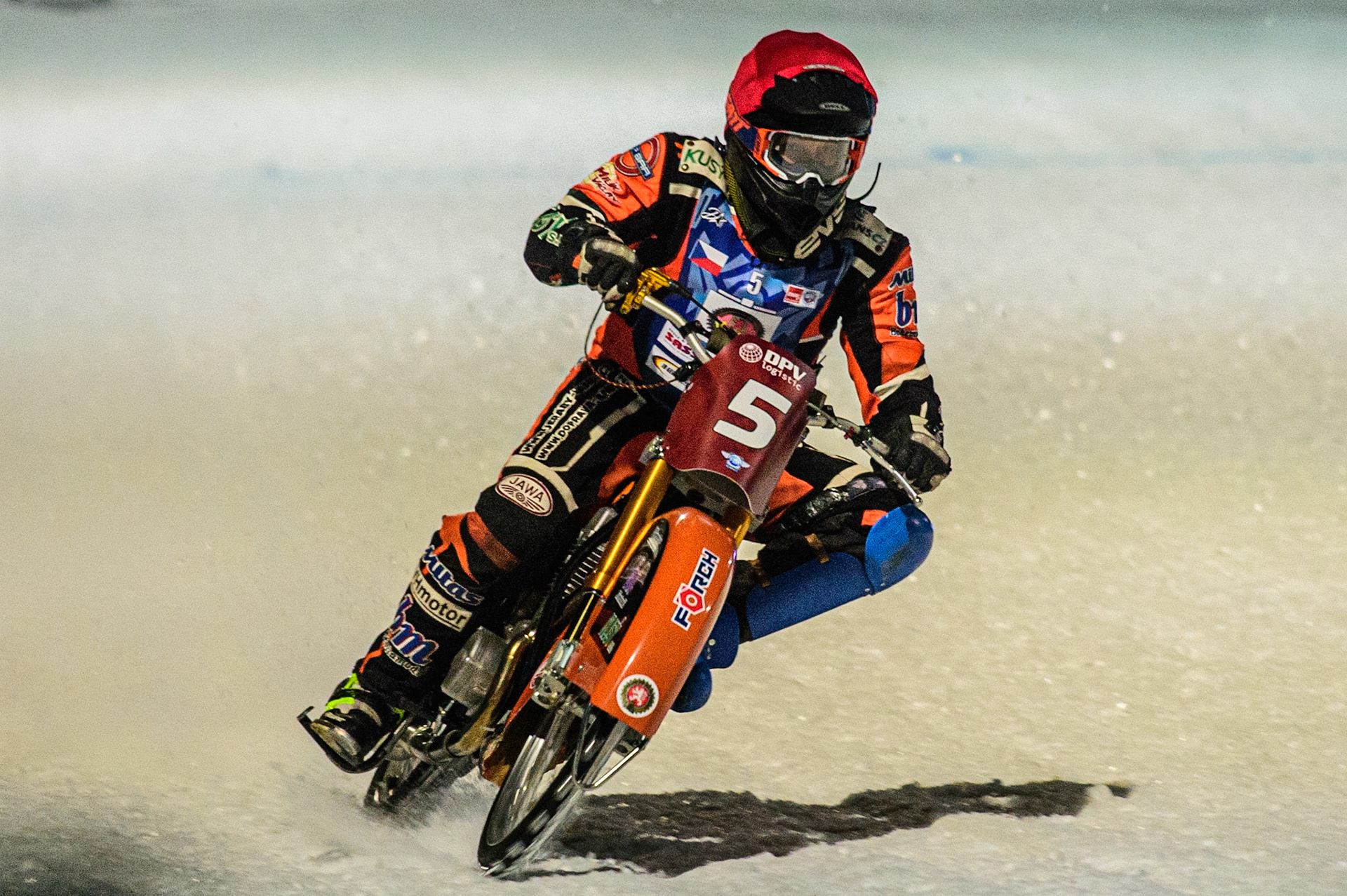 Lukas Hutla in action during the German Individual Ice Speedway Championship at Horst-Dohm-Eisstadion, Berlin on Friday 3rd March 2023. (Photo: Ian Charles | MI News)