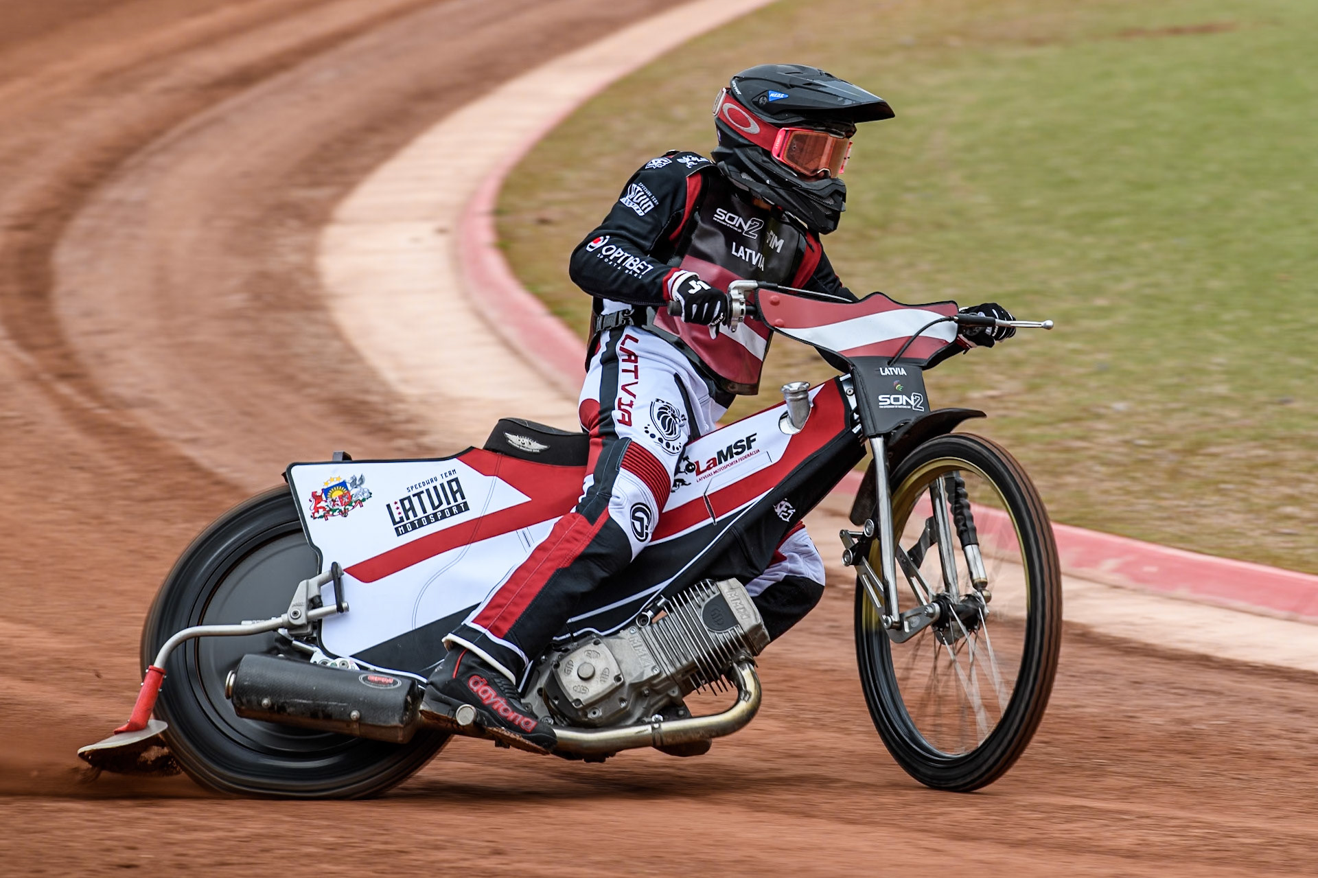 Nikita Kaulins of Latvia practices during the Monster Energy FIM Speedway of Nations 2 (Under 21) Final at the National Speedway Stadium, Manchester on Friday 12th July 2024. (Photo: Ian Charles | MI News)