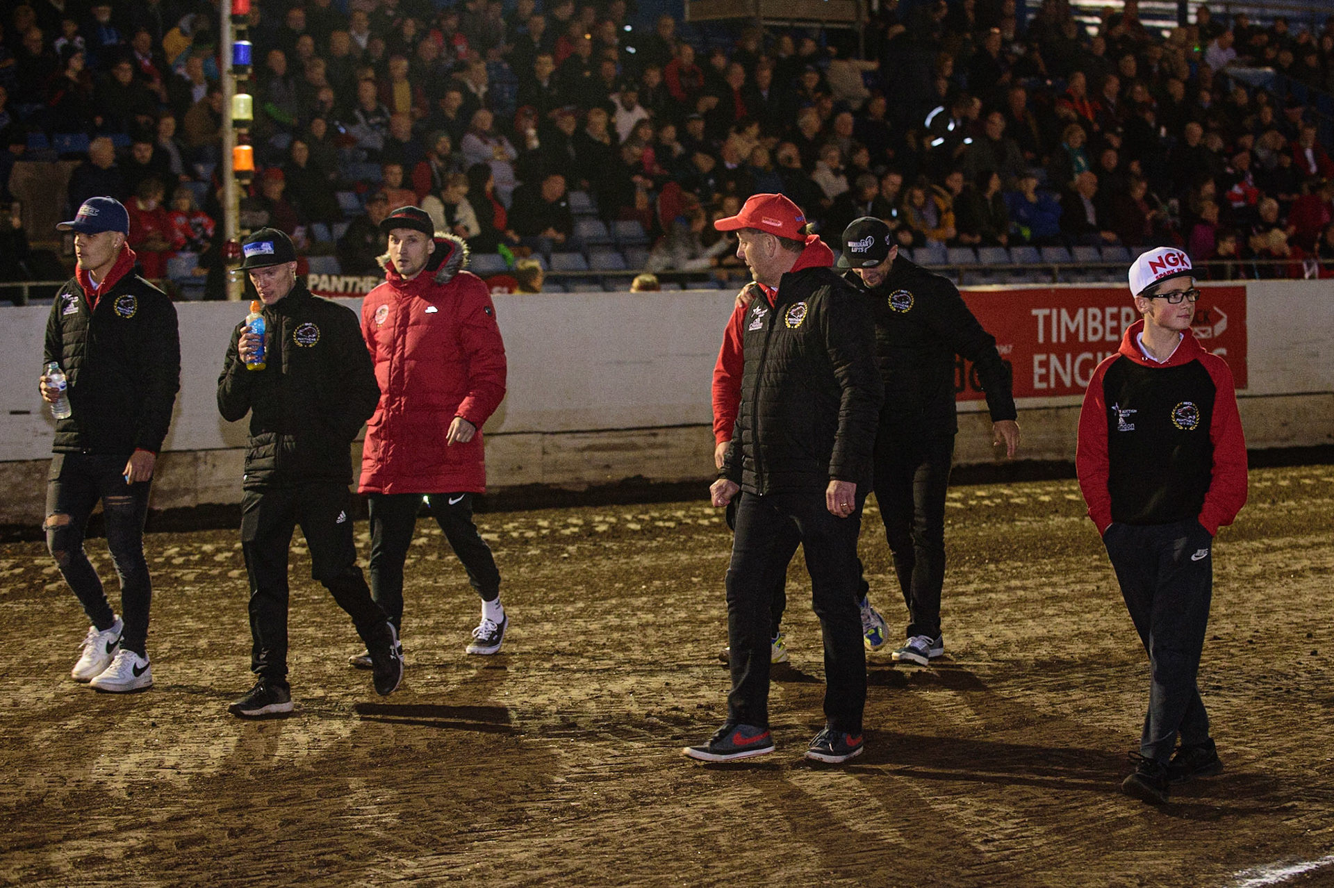 PETERBOROUGH, UK. OCT 14TH Peterborough Crendon Panthers  on their pre meeting track walk during the SGB Premiership Grand Final 2nd leg between Peterborough and Belle Vue Aces at East of England Showground, Peterborough on Thursday 14th October 2021. (Credit: Ian Charles | MI News)