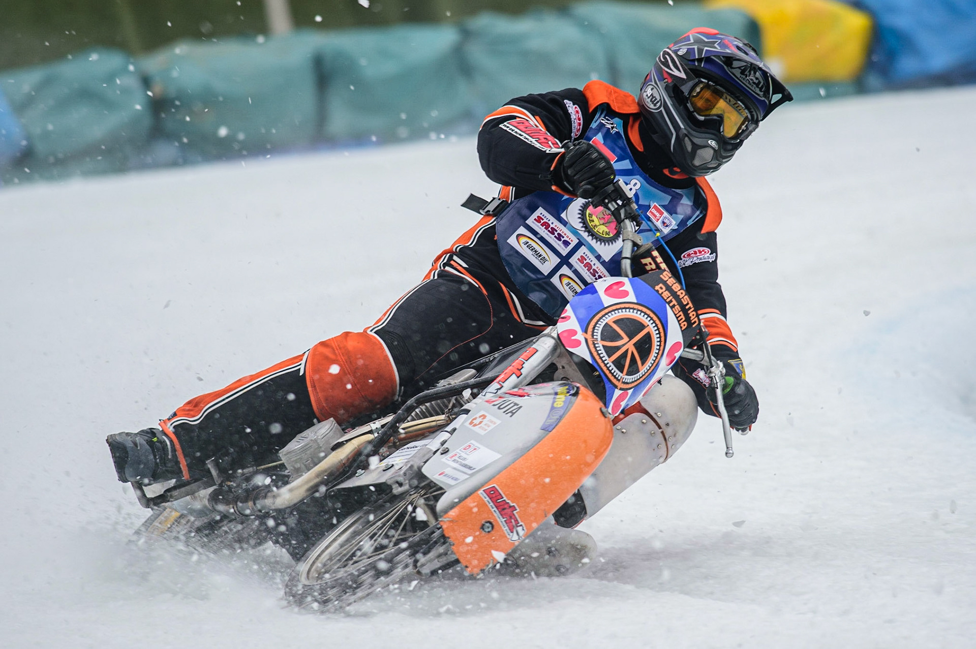 Sebastian Reitsma (Netherlands)  practices  during the German Individual Ice Speedway Championship at Horst-Dohm-Eisstadion, Berlin on Friday 3rd March 2023. (Photo: Ian Charles | MI News)