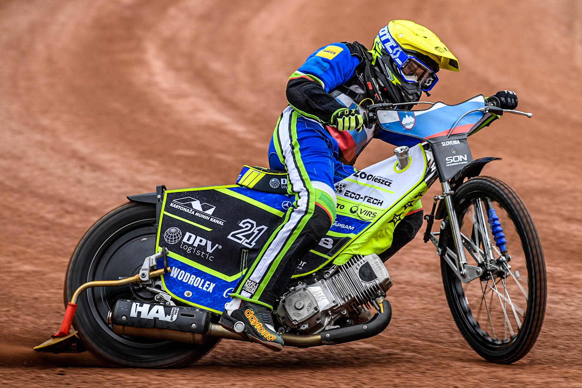 Matic Ivacic of Slovenia practices during the Monster Energy FIM Speedway of Nation Semi Final 2 at the National Speedway Stadium, Manchester on Wednesday 10th July 2024. (Photo: Ian Charles | MI News)