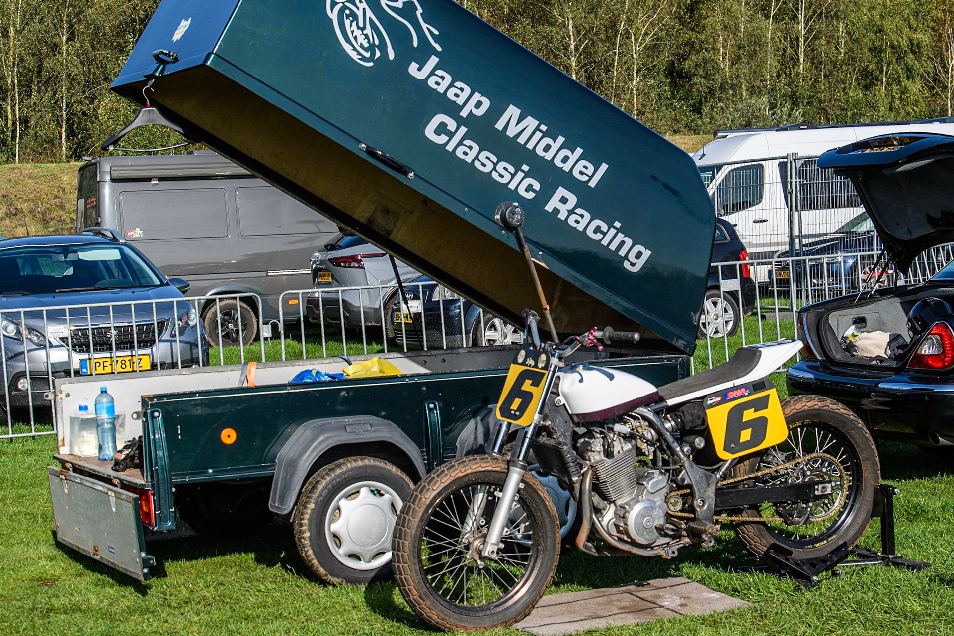 One of the Flat Track bikes in the paddock during the FIM Long Track Of Nations event at the Speed Centre Roden on Sunday 24th September 2023. (Photo: Ian Charles | MI News)