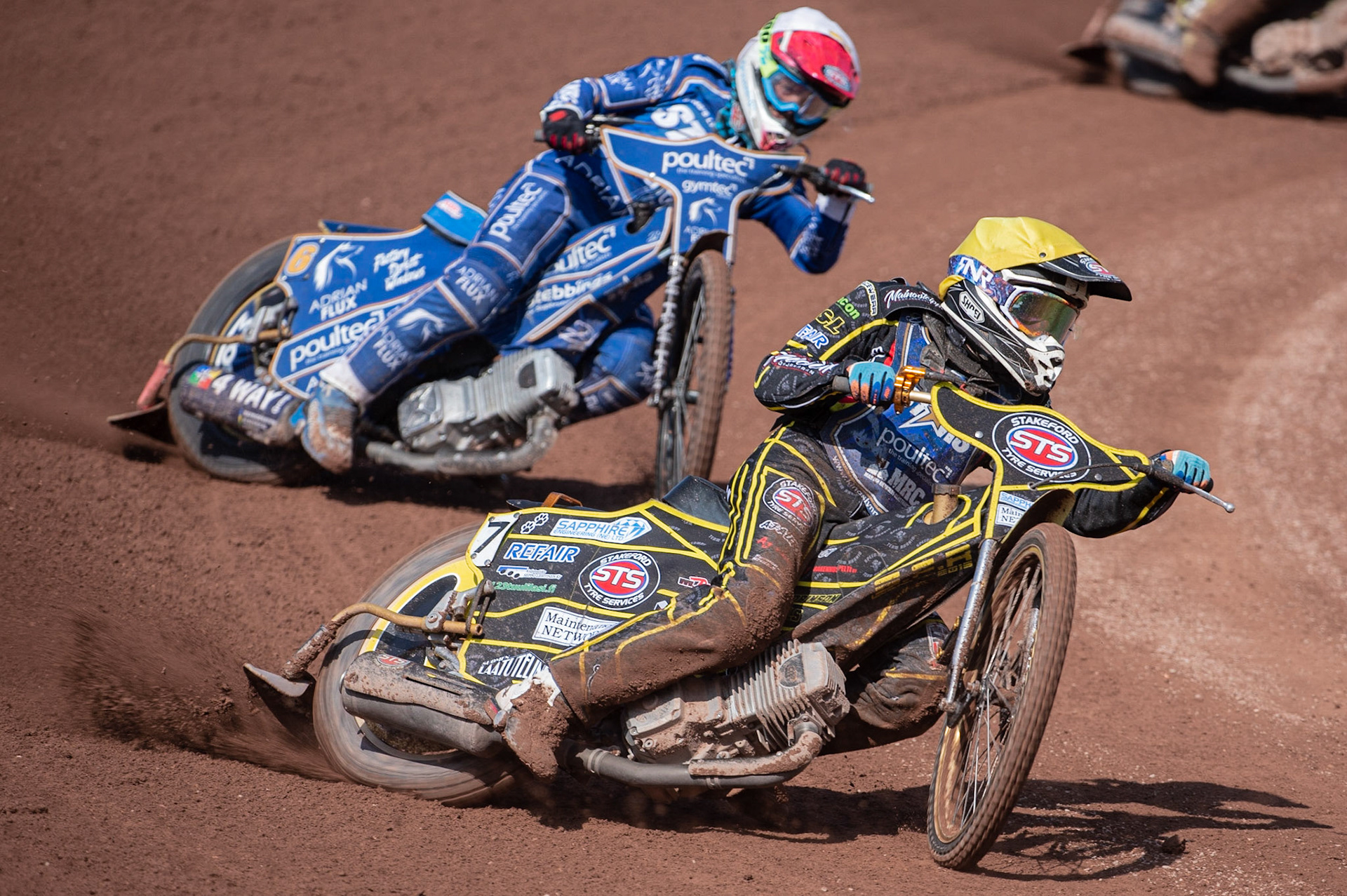 Photo: Ian Charles

Tero Aarnio (Yellow) leads Lewis Kerr (White)

Belle Vue Aces v Kings Lynn Stars, British Speedway Premiership, Belle Vue National Speedway Stadium, Manchester, Monday 26  August  2019