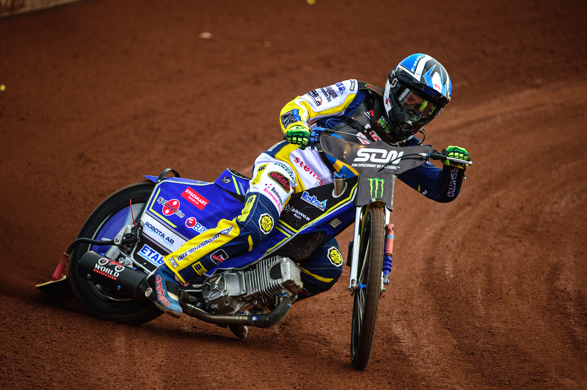 MANCHESTER, UK. OCT 16TH Pontus Aspgren of Sweden Practices during the Monster Energy FIM Speedway of Nations at the National Speedway Stadium, Manchester on Saturday  16th October 2021. (Credit: Ian Charles | MI News)