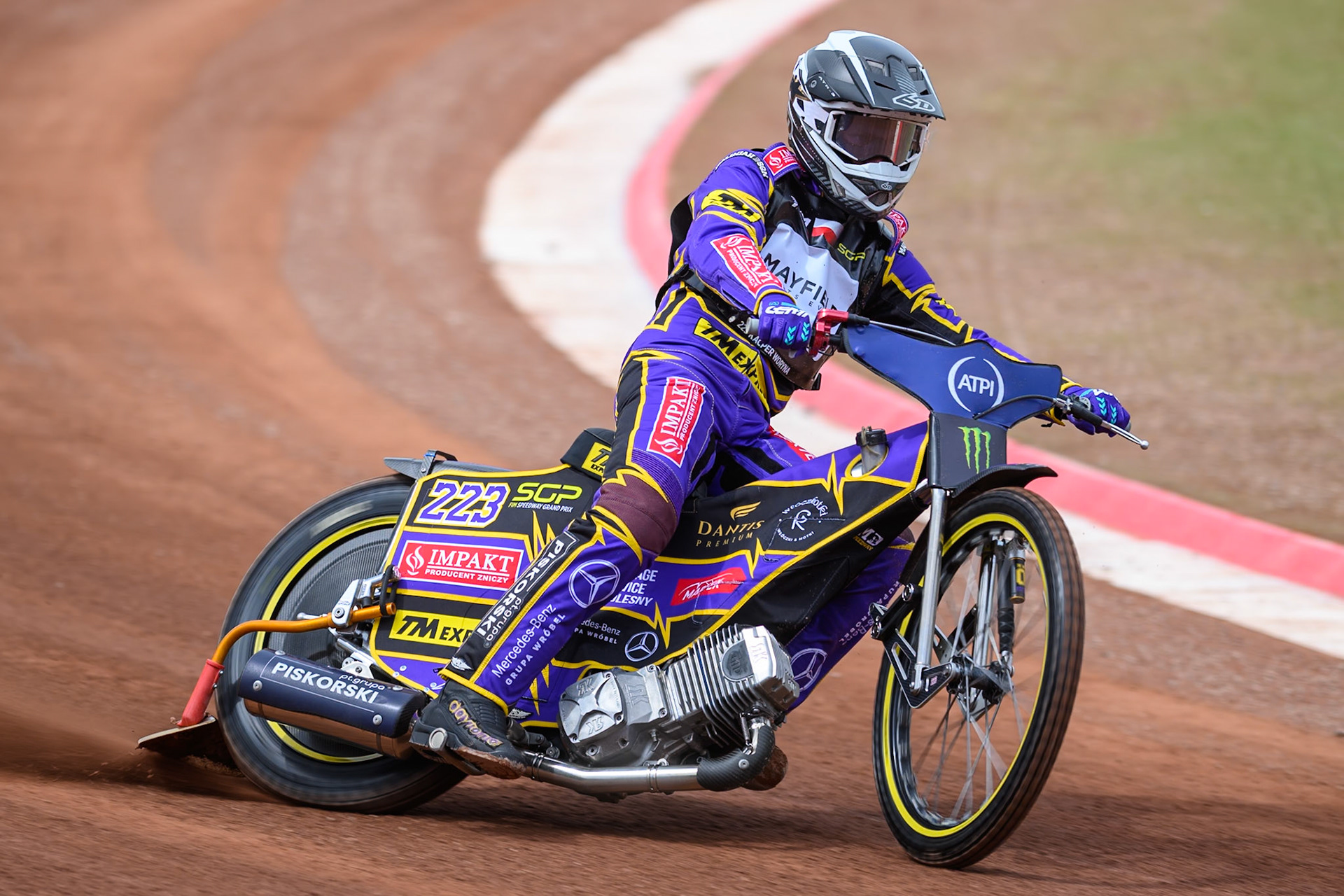 Kacper Woryna (223) of Poland during practice for   the ATPI  FIM Speedway GP of Manchester at the National Speedway Stadium, Manchester on Friday 5th June 2026. (Photo: Ian Charles | MI News)