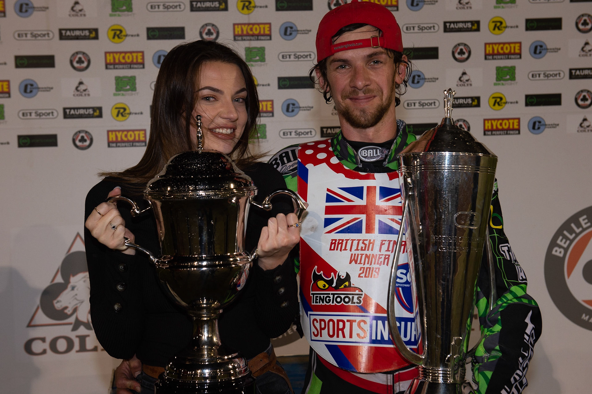 Photo: Ian Charles

British Champion 2019 - Charles Wright (Redcar Bears) with his girlfriend Leanne Farrell


Sports Insure British Final,  Belle Vue National Speedway Stadium, Manchester Monday 29  July  2019