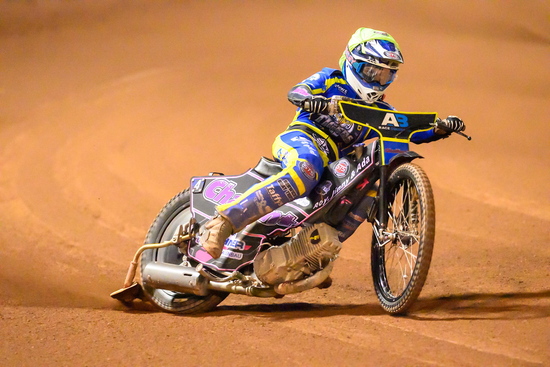 Leon Flint of Sheffield Tigers    in action during the Knockout Cup, Northern Section match between Belle Vue Aces and Sheffield Tigers at the National Speedway Stadium, Manchester on Monday 30th March 2026. (Photo: Ian Charles | MI News)