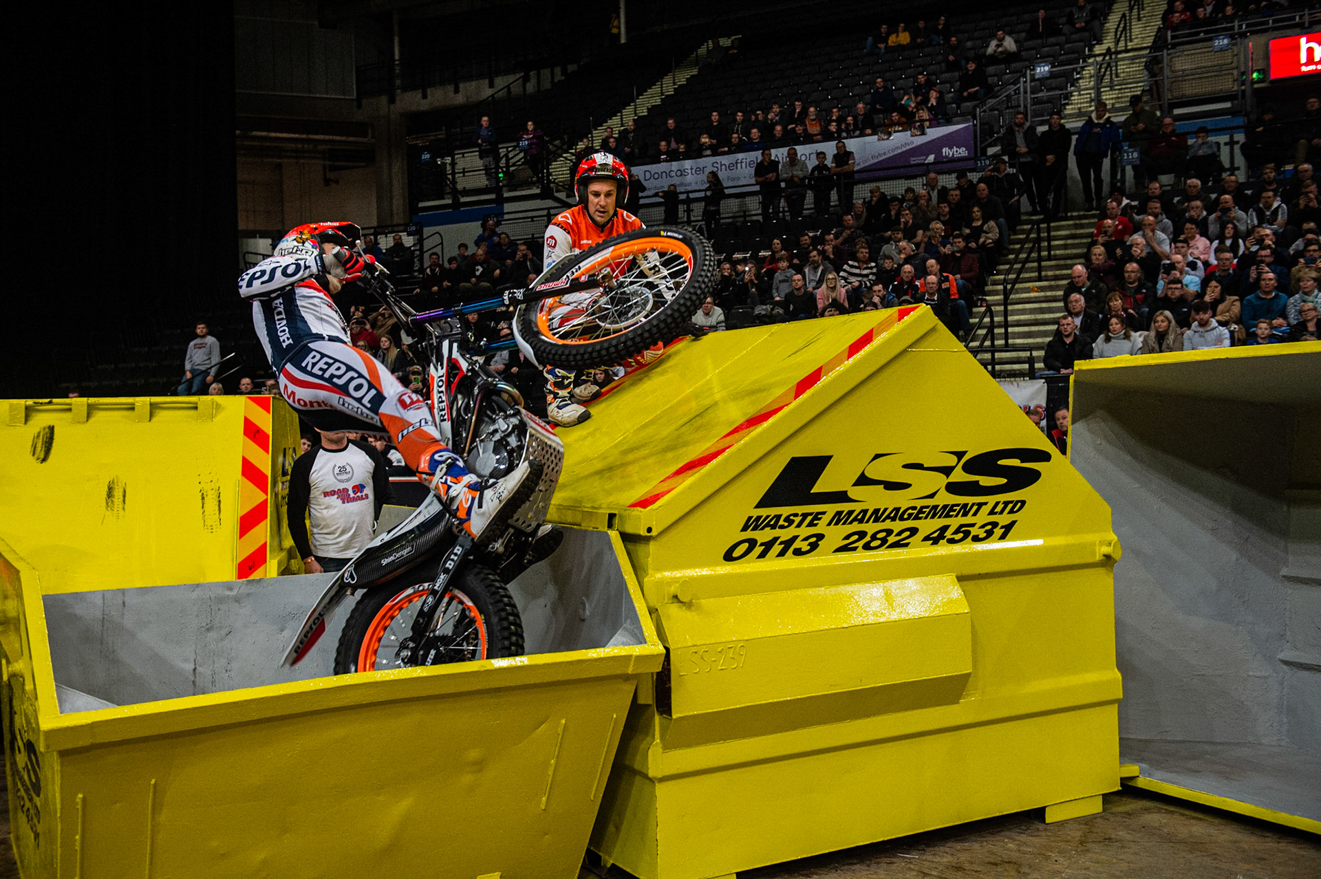 SHEFFIELD, ENGLAND  - DECEMBER 28TH  Tony Bou, Spain (Montessa) on the final section of the final  during the 25th Anniversary Sheffield Indoor Trial at the FlyDSA Arena, Sheffield on Saturday 28th December 2019. (Credit: Ian Charles | MI News)