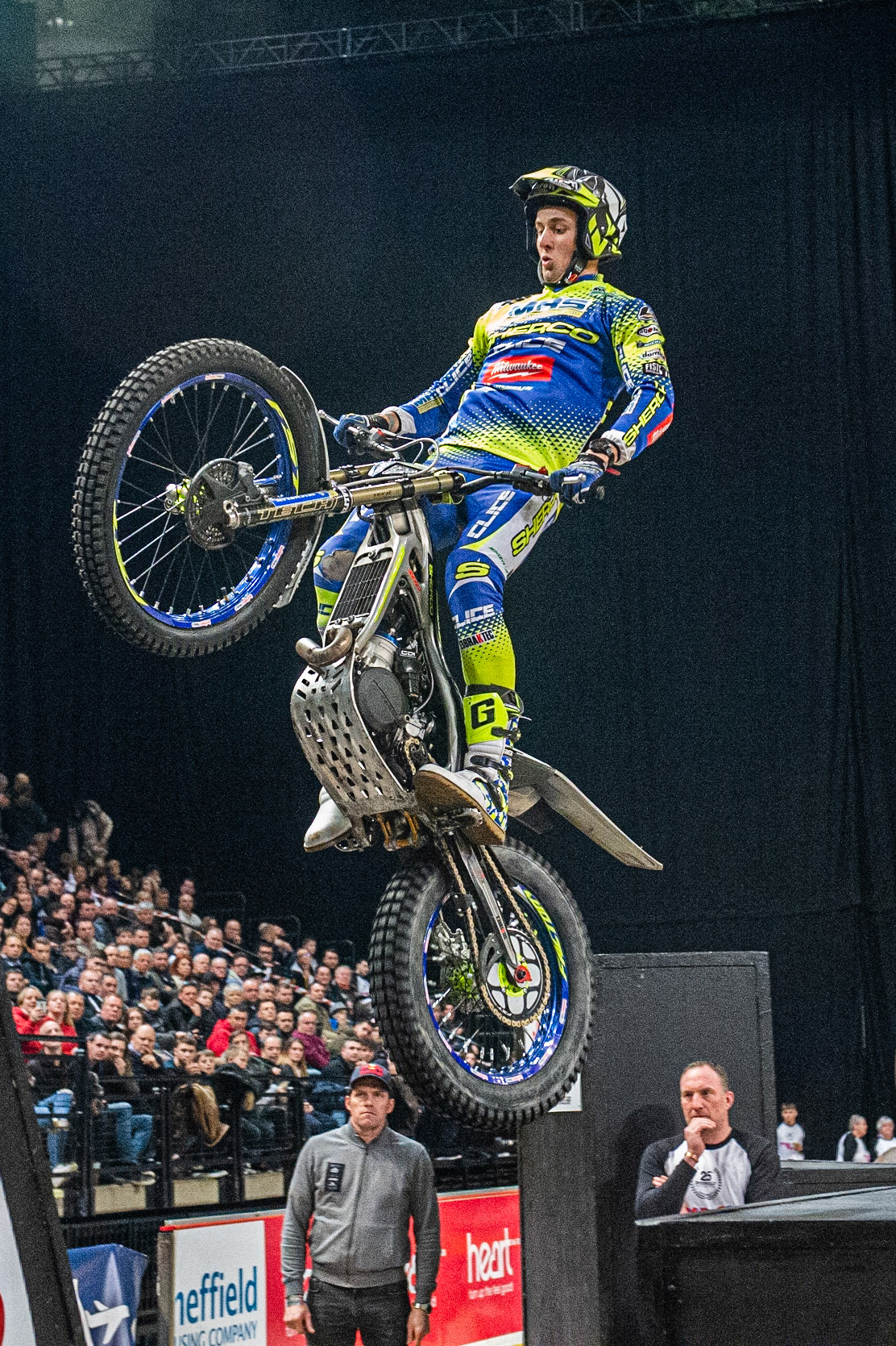 SHEFFIELD, ENGLAND  - DECEMBER 28TH  Jack Peace, UK (Sherco) on the Boxes, Section 2  during the 25th Anniversary Sheffield Indoor Trial at the FlyDSA Arena, Sheffield on Saturday 28th December 2019. (Credit: Ian Charles | MI News)