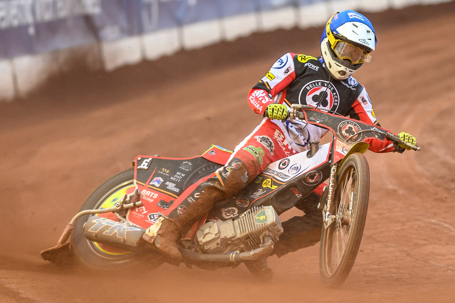 Belle Vue Aces' Tate Zischke  in action during the Rowe Motor Oil Premiership match between Belle Vue Aces and Birmingham Brummies at the National Speedway Stadium, Manchester on Monday 7th July 2025. (Photo: Ian Charles | MI News)