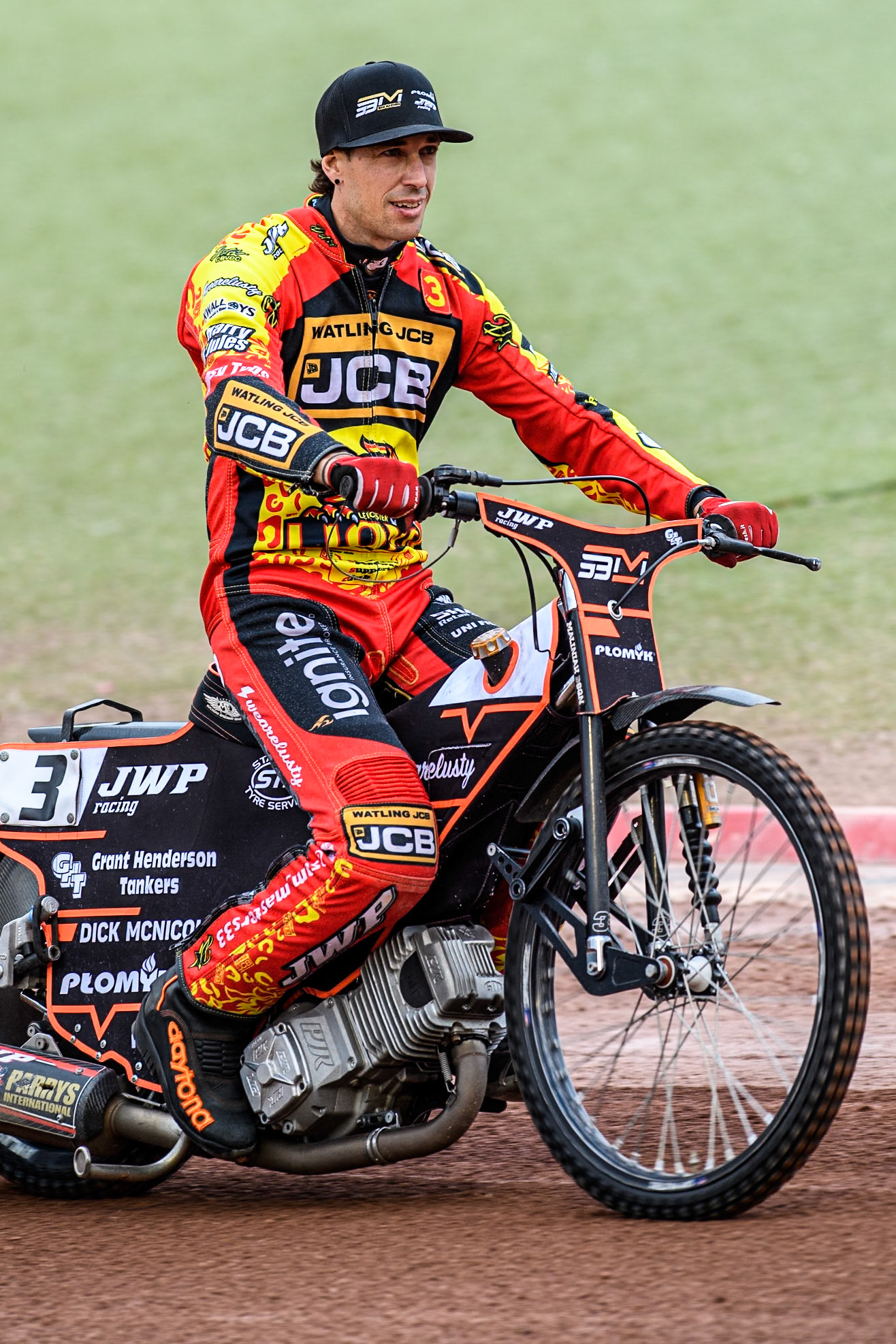 Leicester Lions' Sam Masters on the parade during the Rowe Motor Oil Premiership match between Belle Vue Aces and Leicester Lions at the National Speedway Stadium, Manchester on Monday 24th June 2024. (Photo: Ian Charles | MI News)