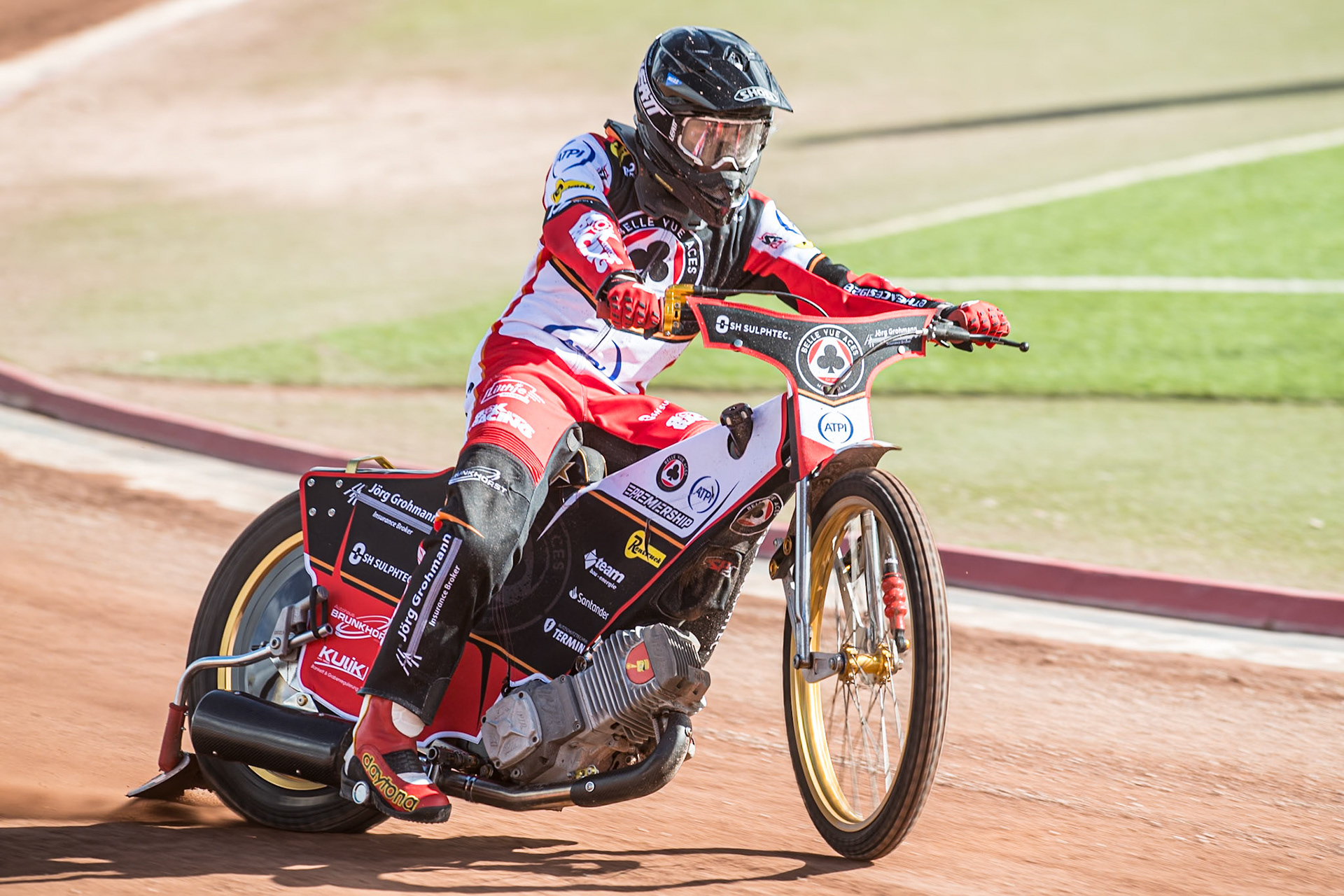 Norick Blödorn in action during the Belle Vue Aces Media Day at the National Speedway Stadium, Manchester on Wednesday 12th March 2025. (Photo: Ian Charles | MI News)