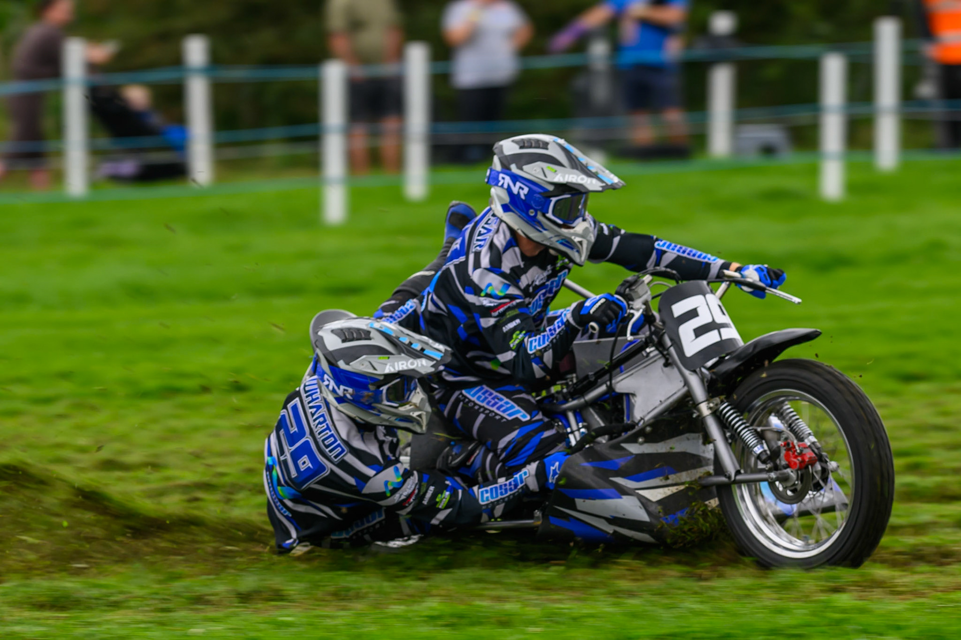 Tom Cossar/Ryan Wharton (29) during practice for  the British Masters Grasstrack Championship at Lower Marsh Farm, Much Hoole, Preston in Lancashire, England on Sunday 13th September 2026. (Photo: Ian Charles | MI News)