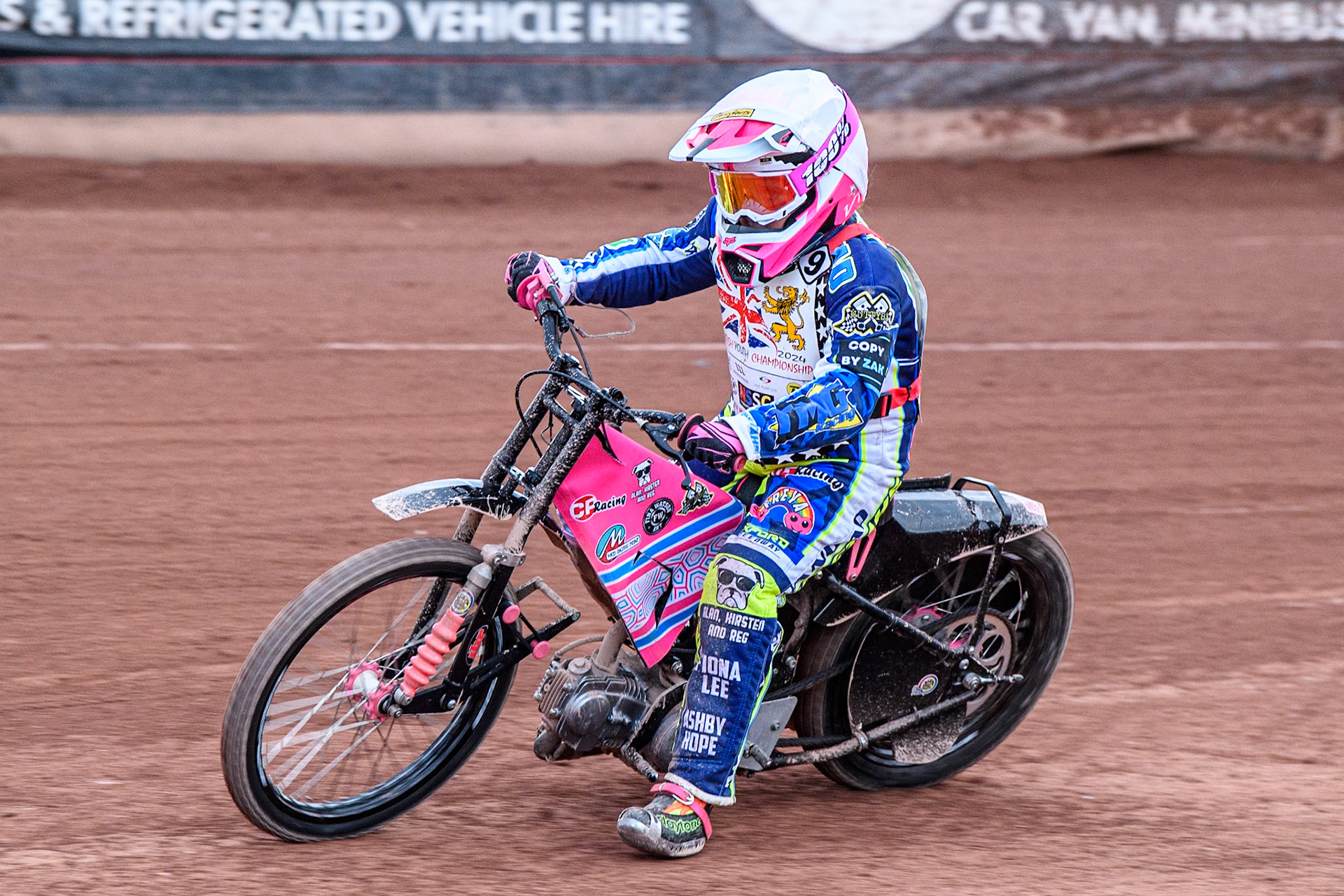 Chloe Davis (125cc) in action during the British Youth 500cc Championships at the National Speedway Stadium, Manchester on Friday 2nd August 2024. (Photo: Ian Charles | MI News)