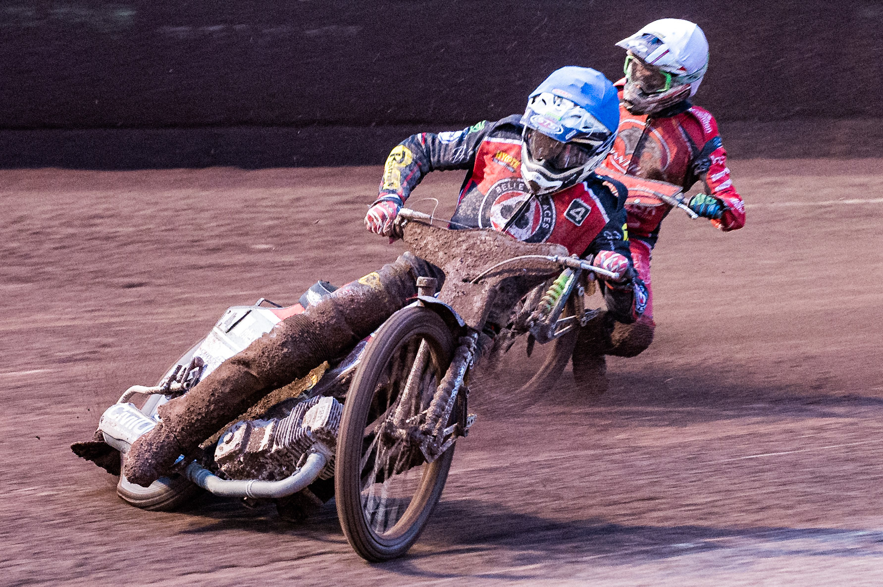 Photo by Ian Charles:

Steve Worrall  (Blue) leads Charles Wright  (White)


Belle Vue Aces v Peterborough Panthers, British Speedway Premiership, National Speedway Stadium, Manchester, Thursday, 13, June, 2019